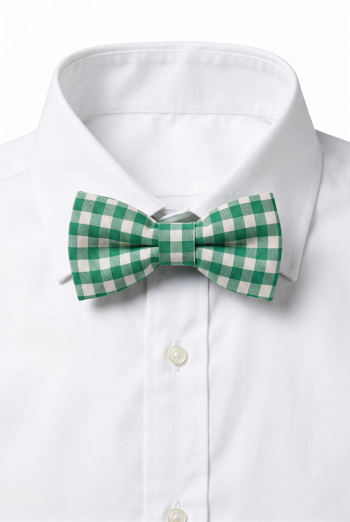 Boys' Checkered Bow Tie - BWC - Light Green picture with white shirt