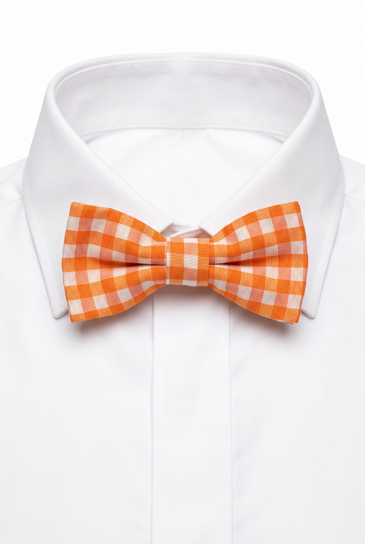 Boys' Checkered Bow Tie - BWC - Orange with shirt