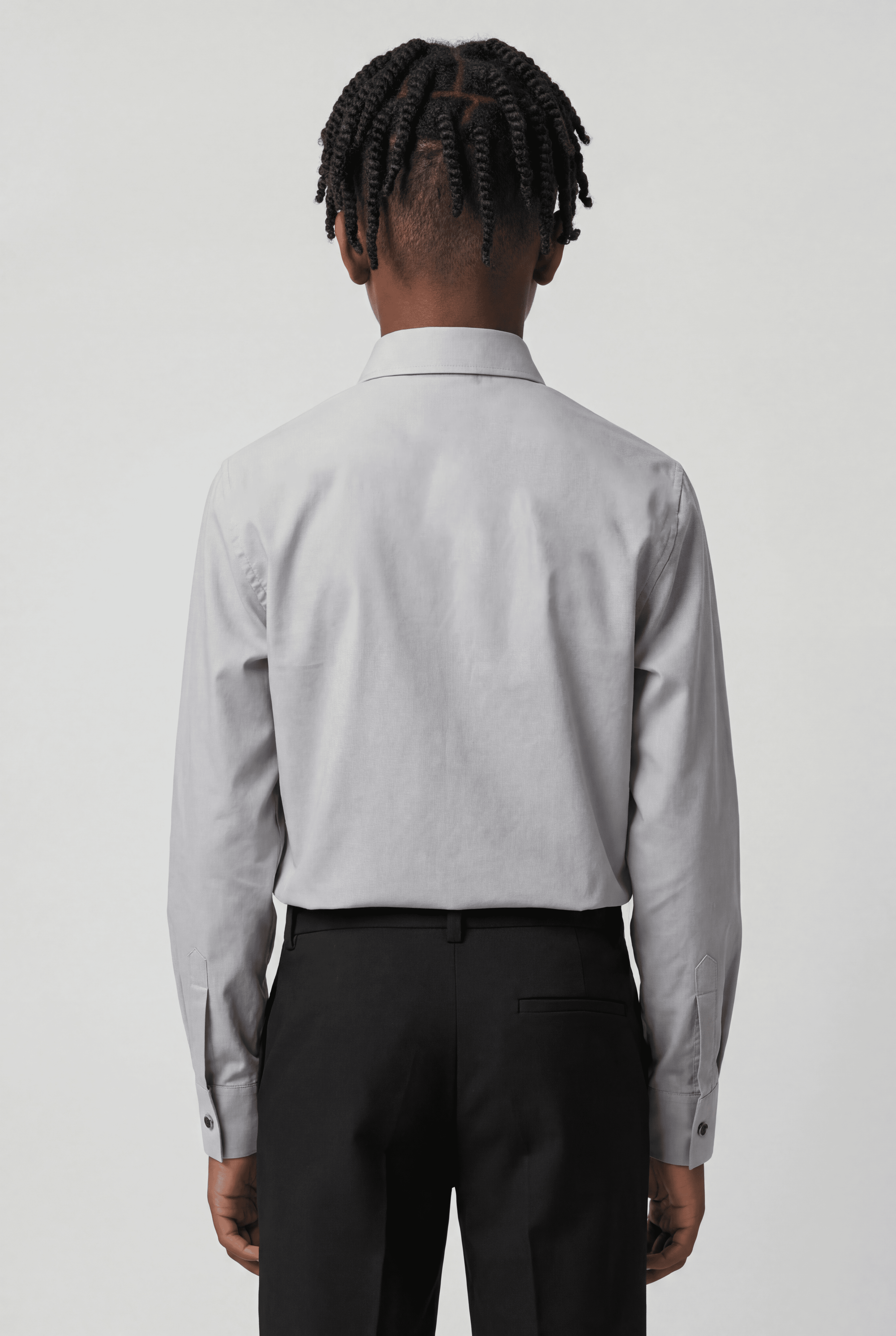 Boys Classic Collar Dress Shirt with Cufflinks -  Stone Grey