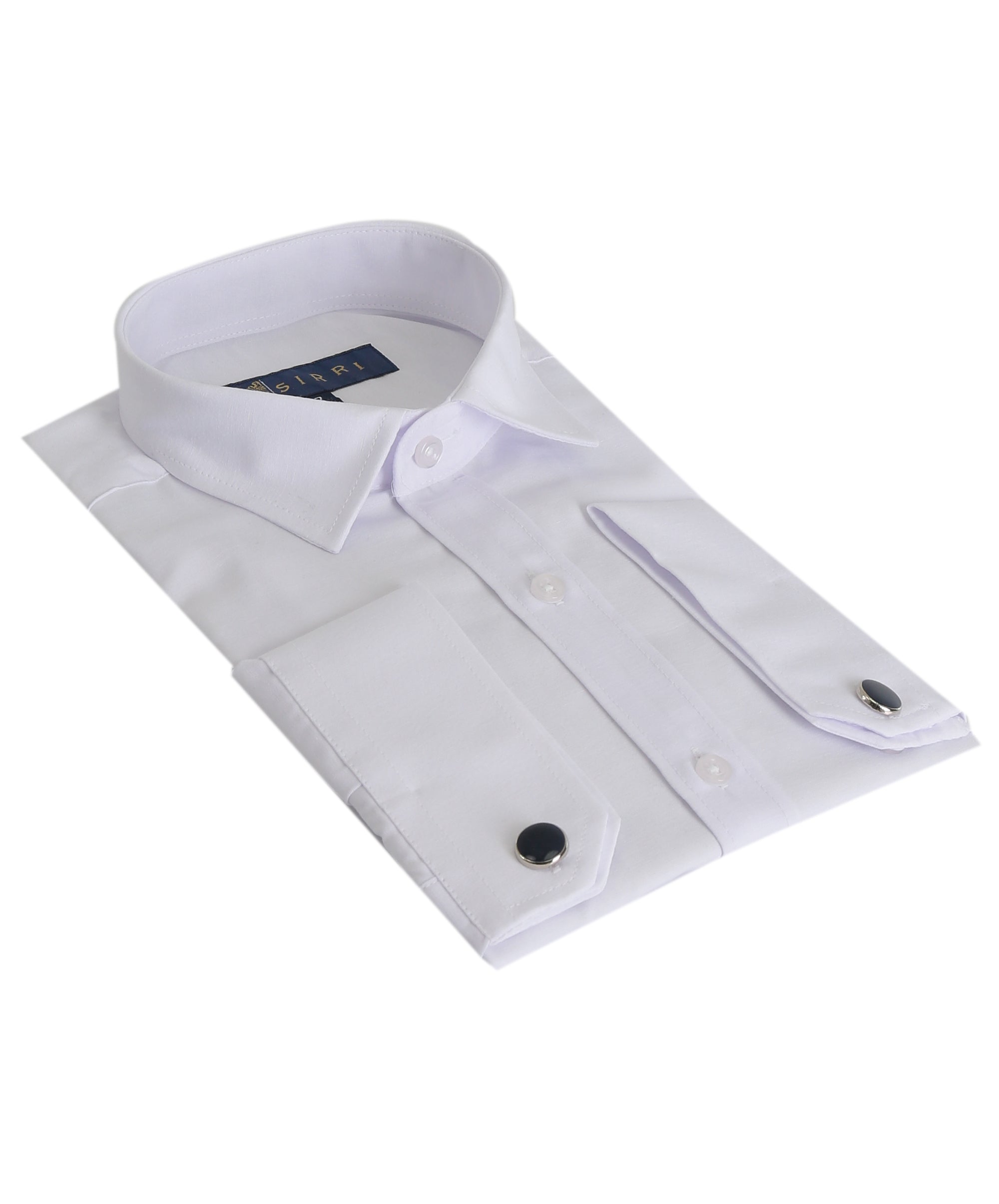 Boys Classic Collar Dress Shirt with Cufflinks - White