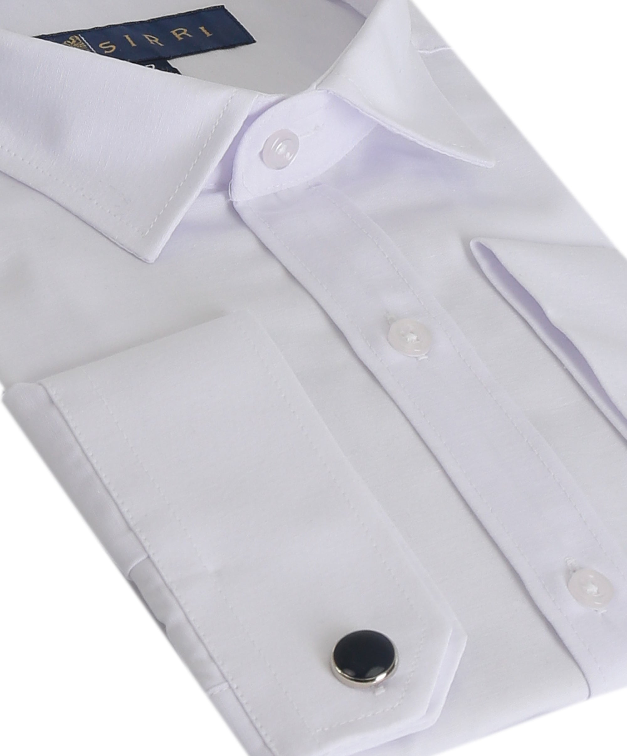Boys Classic Collar Dress Shirt with Cufflinks - White