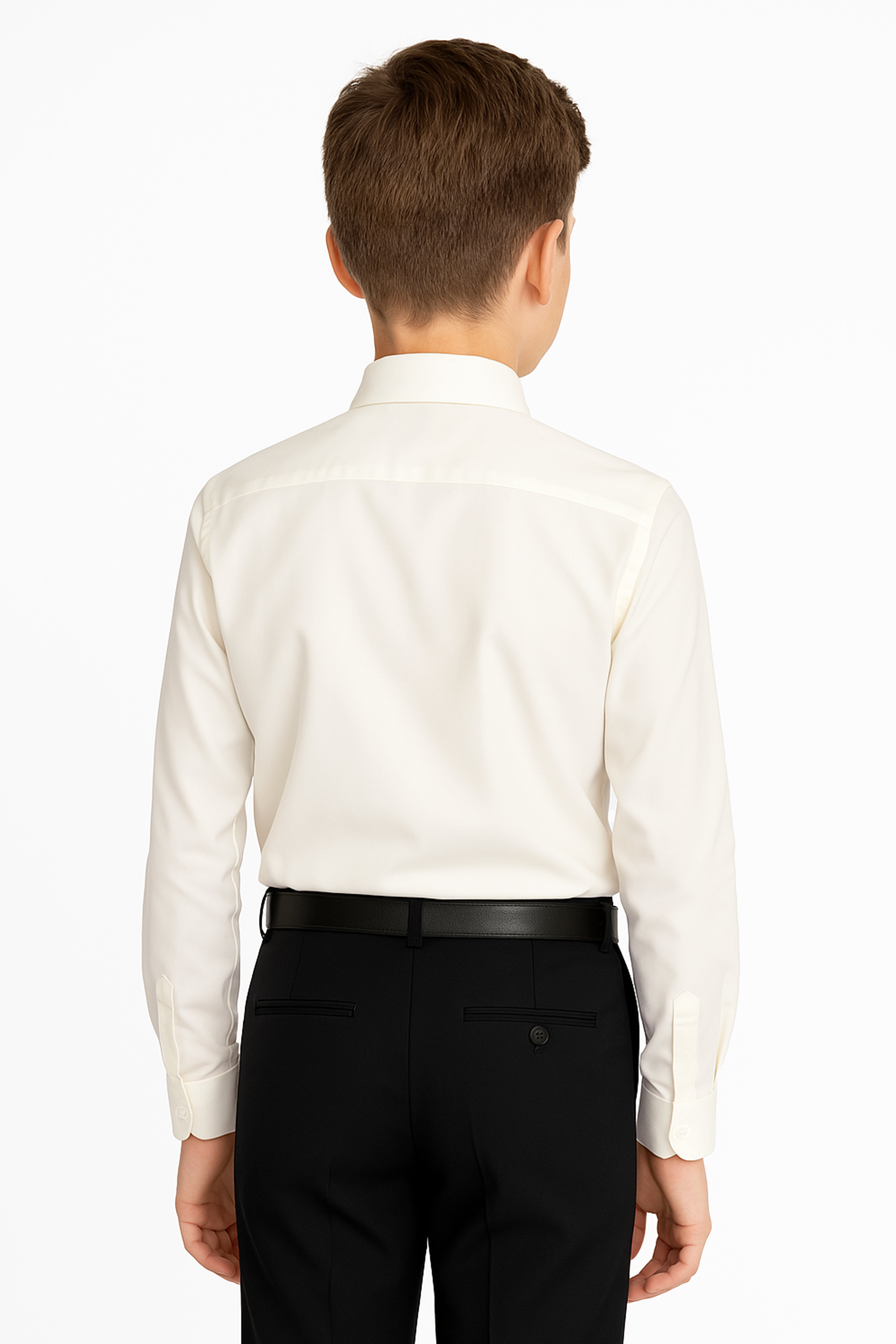 Boys Cotton Classic Collar Long Sleeve Shirt  - Ivory