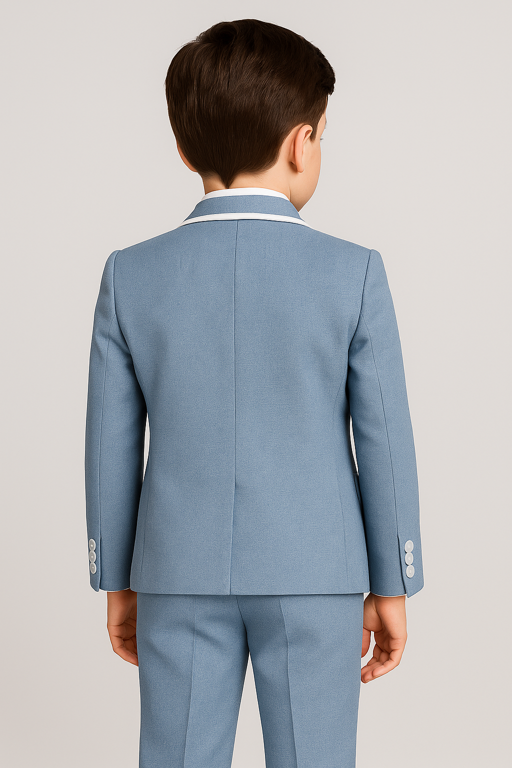 Boys Communion Piping Slim Fit Suit - Sky Blue