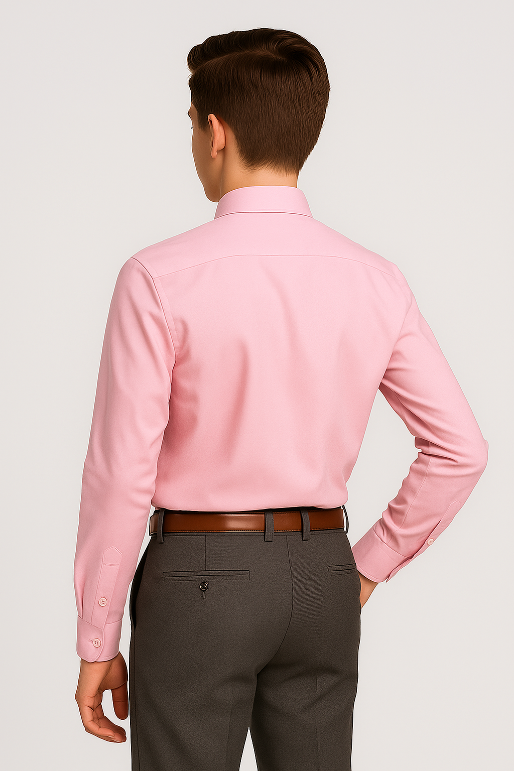 Boys Cotton Blend Formal Shirt - Pink Back Picture