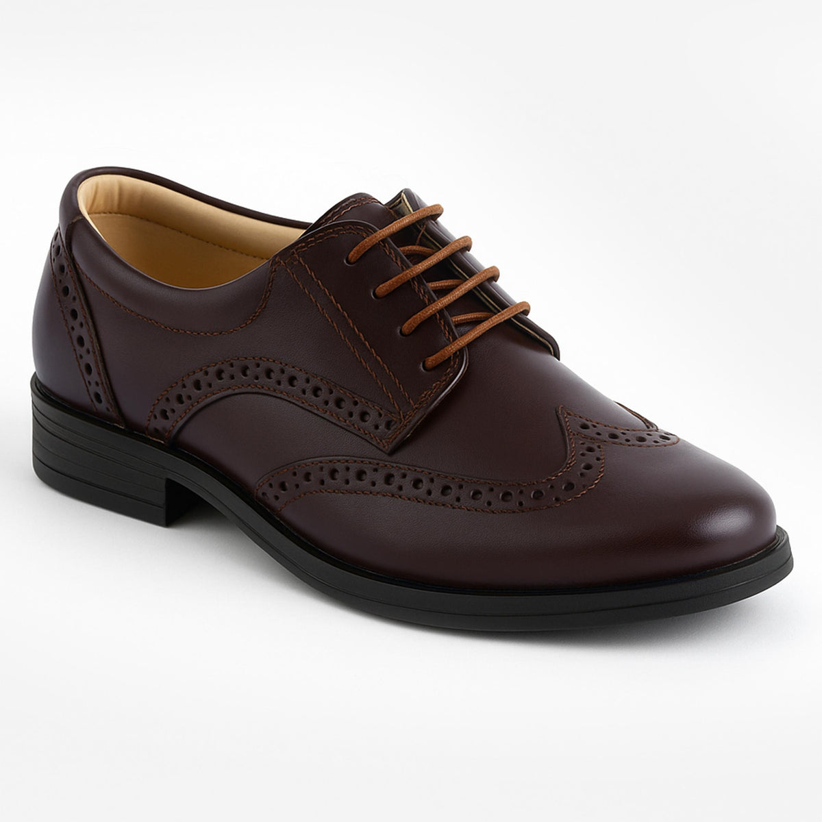 chinese dress ladies Boys Derby Brogue Wingtip Dress Shoes in Dark Brown