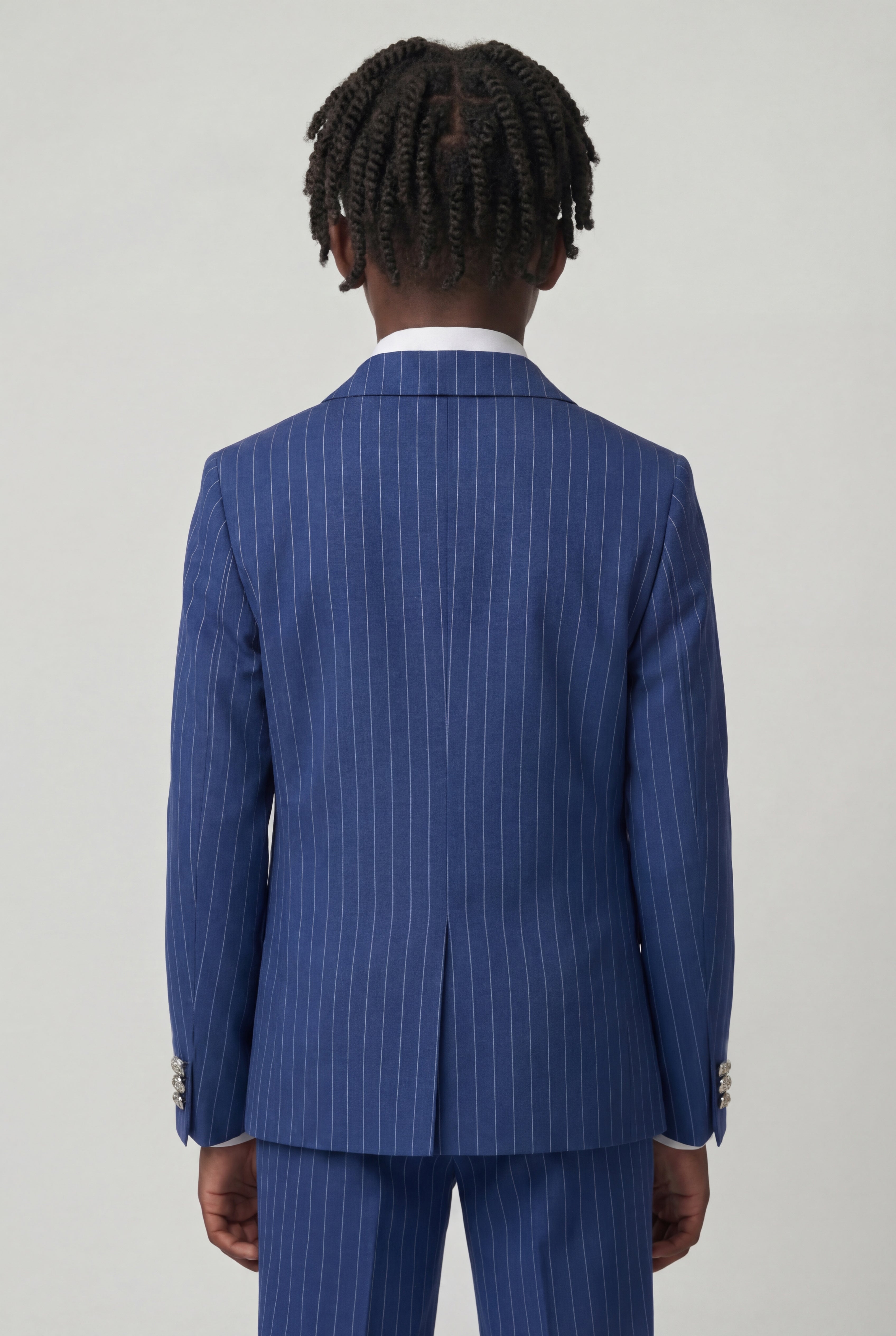 Boys Double-Breasted Pinstripe Suit - 3-Piece & 6-Piece Set - Navy Blue