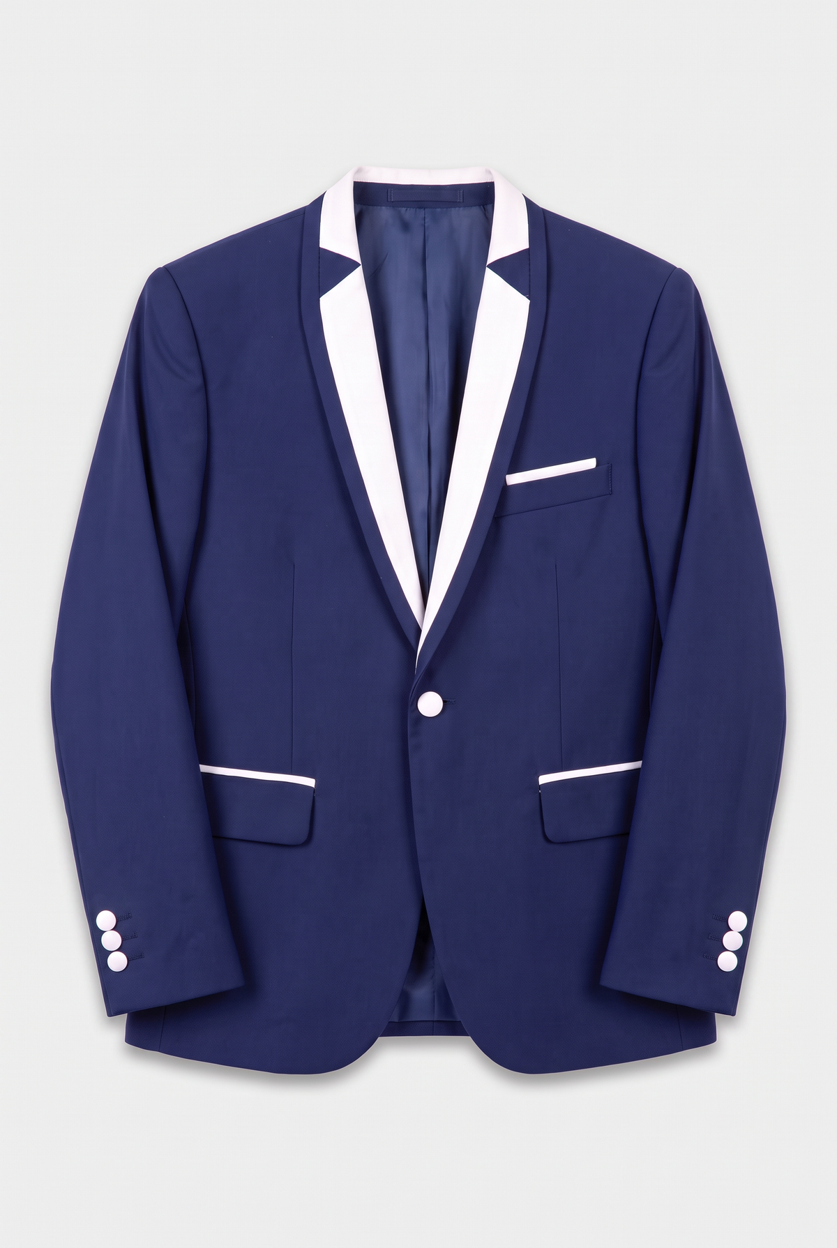Boys Exclusive Piping Tuxedo Suit - Dark Blue - White