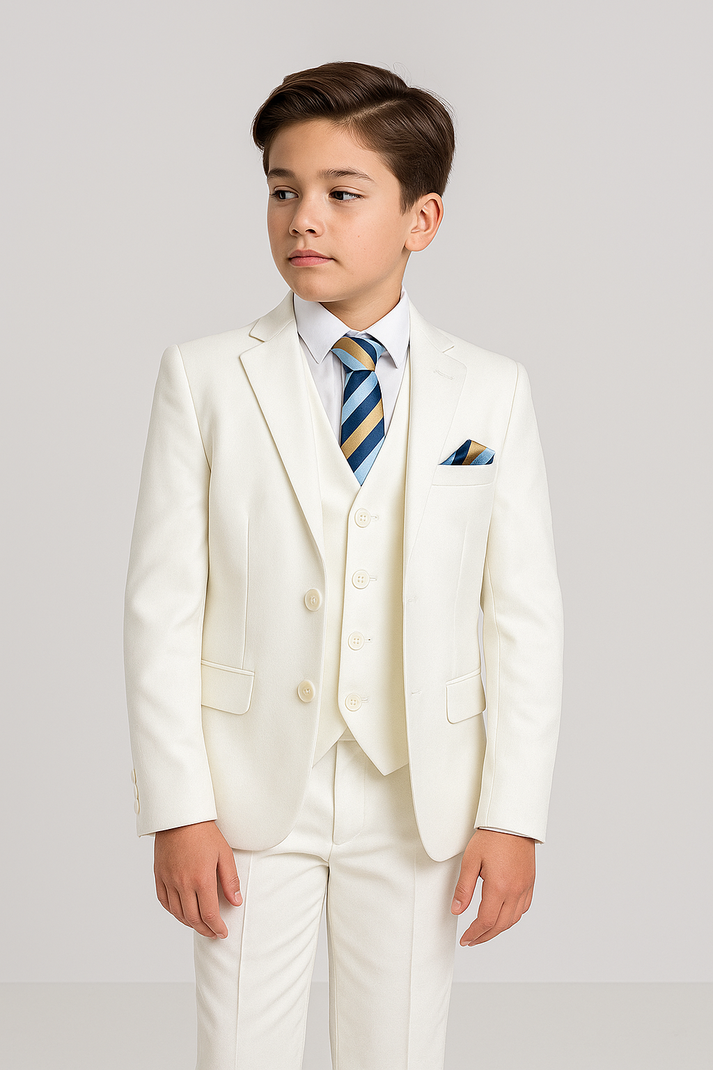 Boys Formal Communion Slim Fit Suit - Ivory