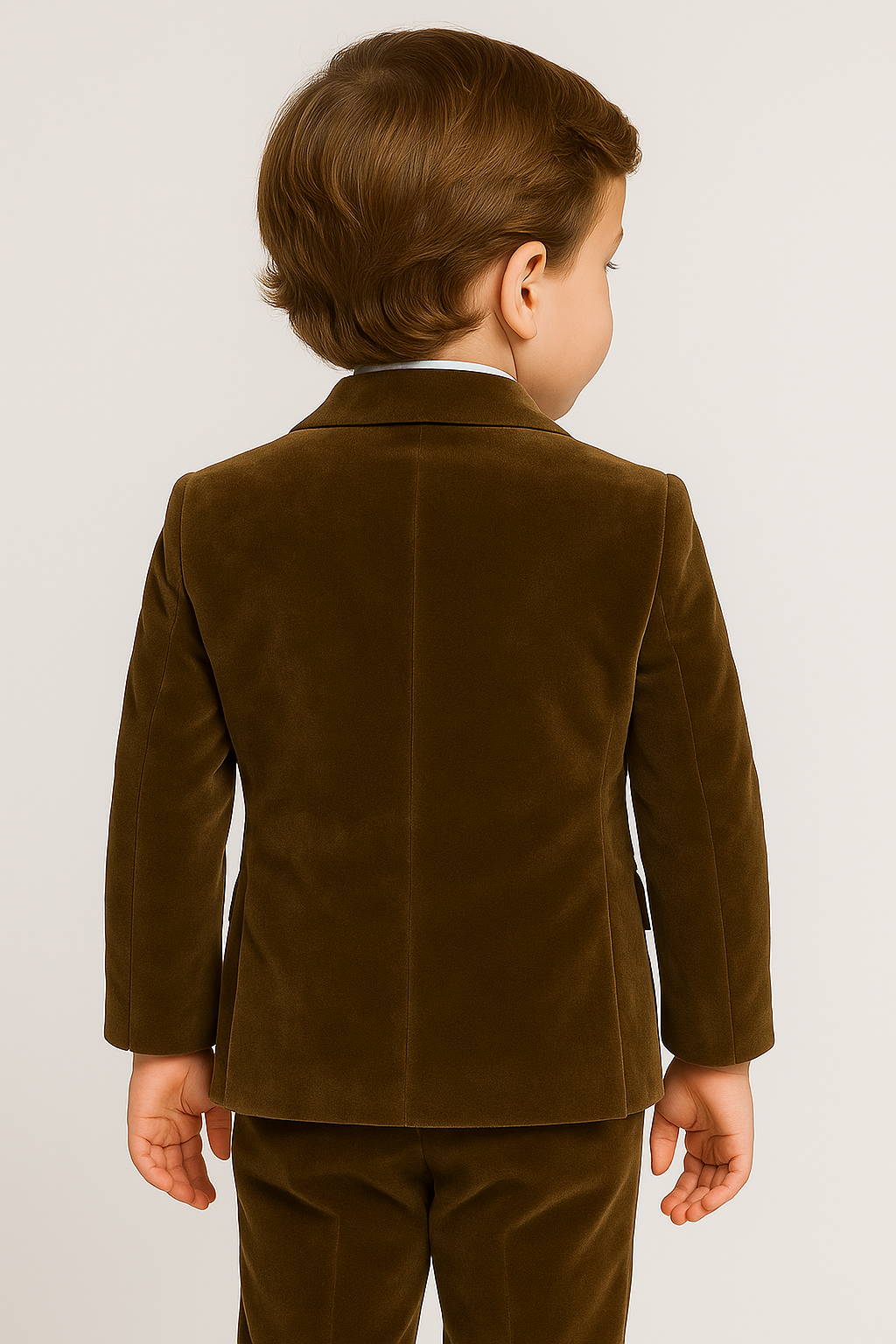 Boys Formal Velvet Suit In Coffee Brown - Coffee Brown