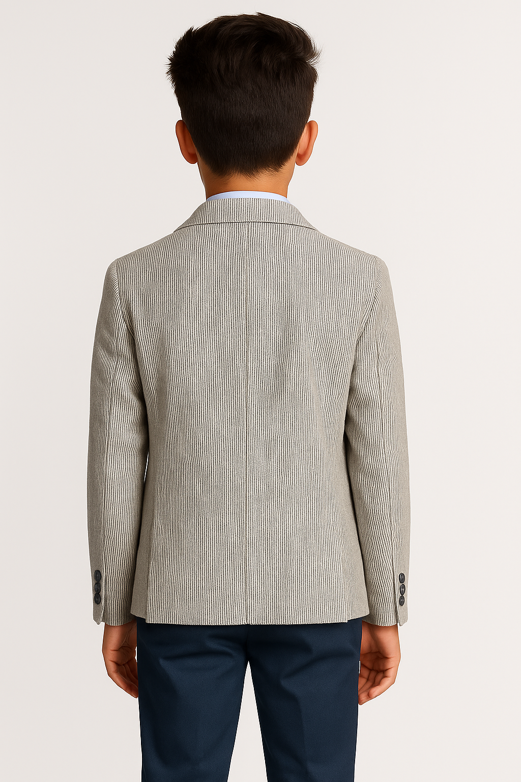 Boys Linen Blend Twill Weave Grey Blazer - JAMIE - Grey