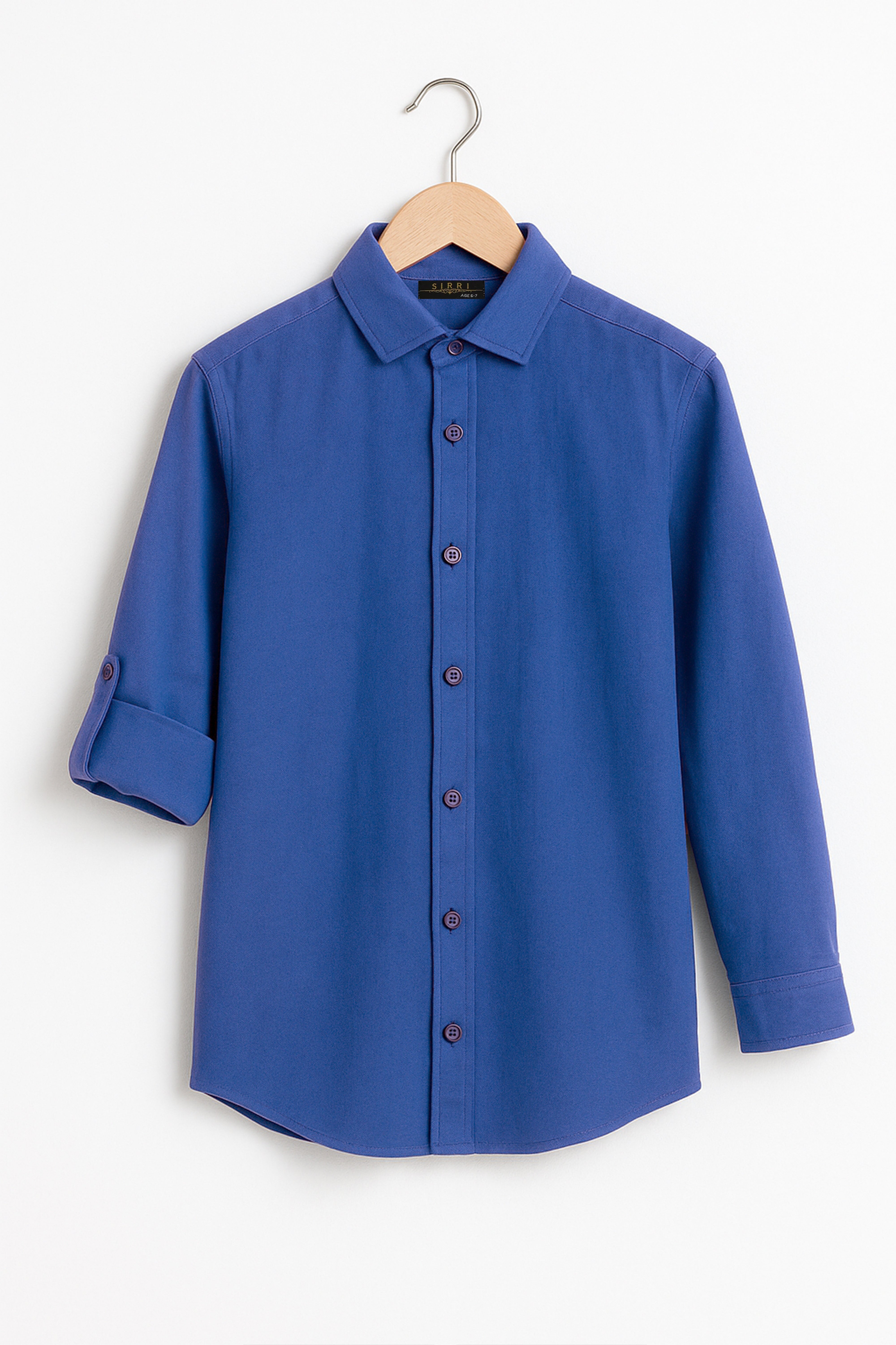 Boys Linen Roll Up Sleeve Shirt - Blue