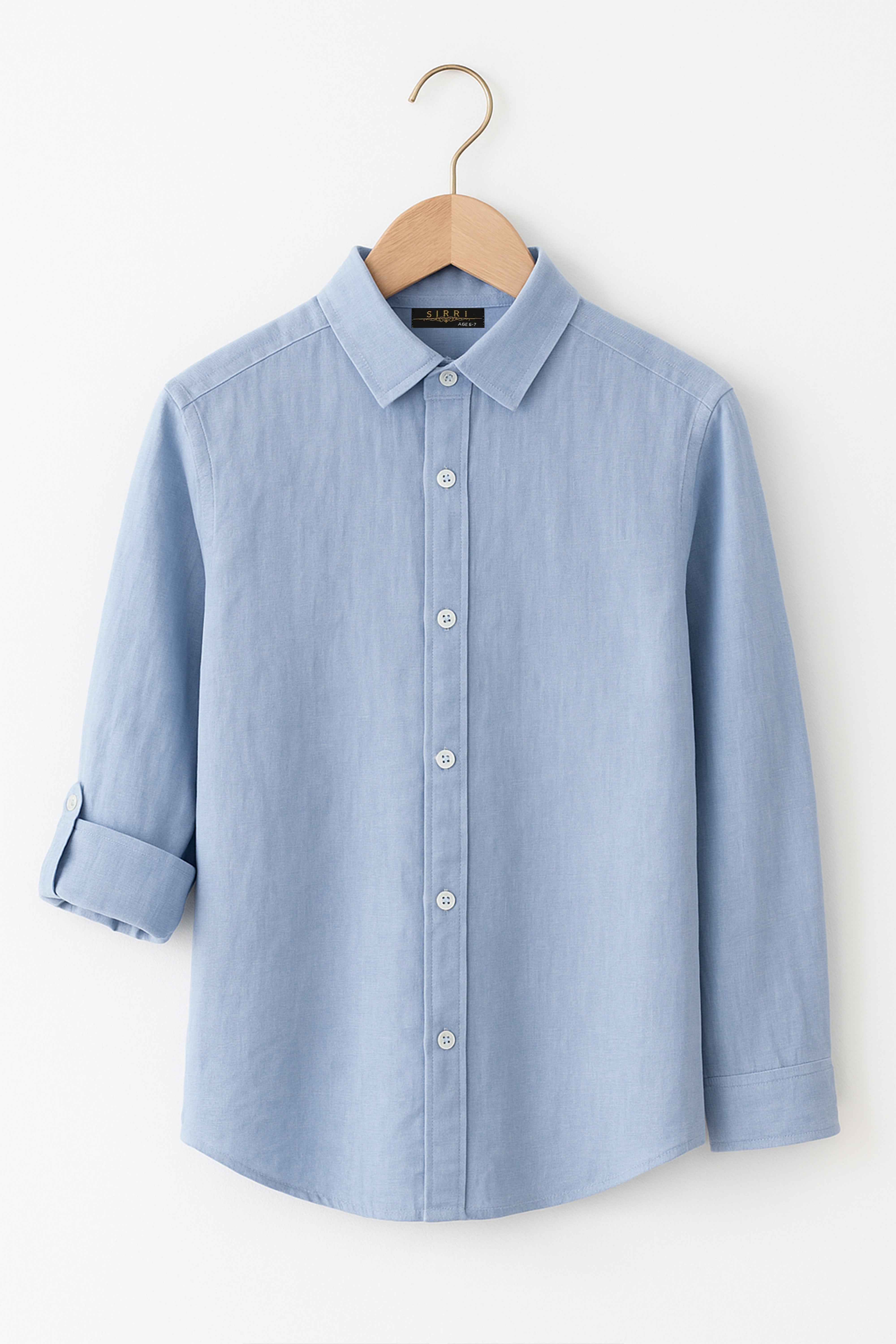 Boys Linen Roll Up Sleeve Shirt - Sky Blue