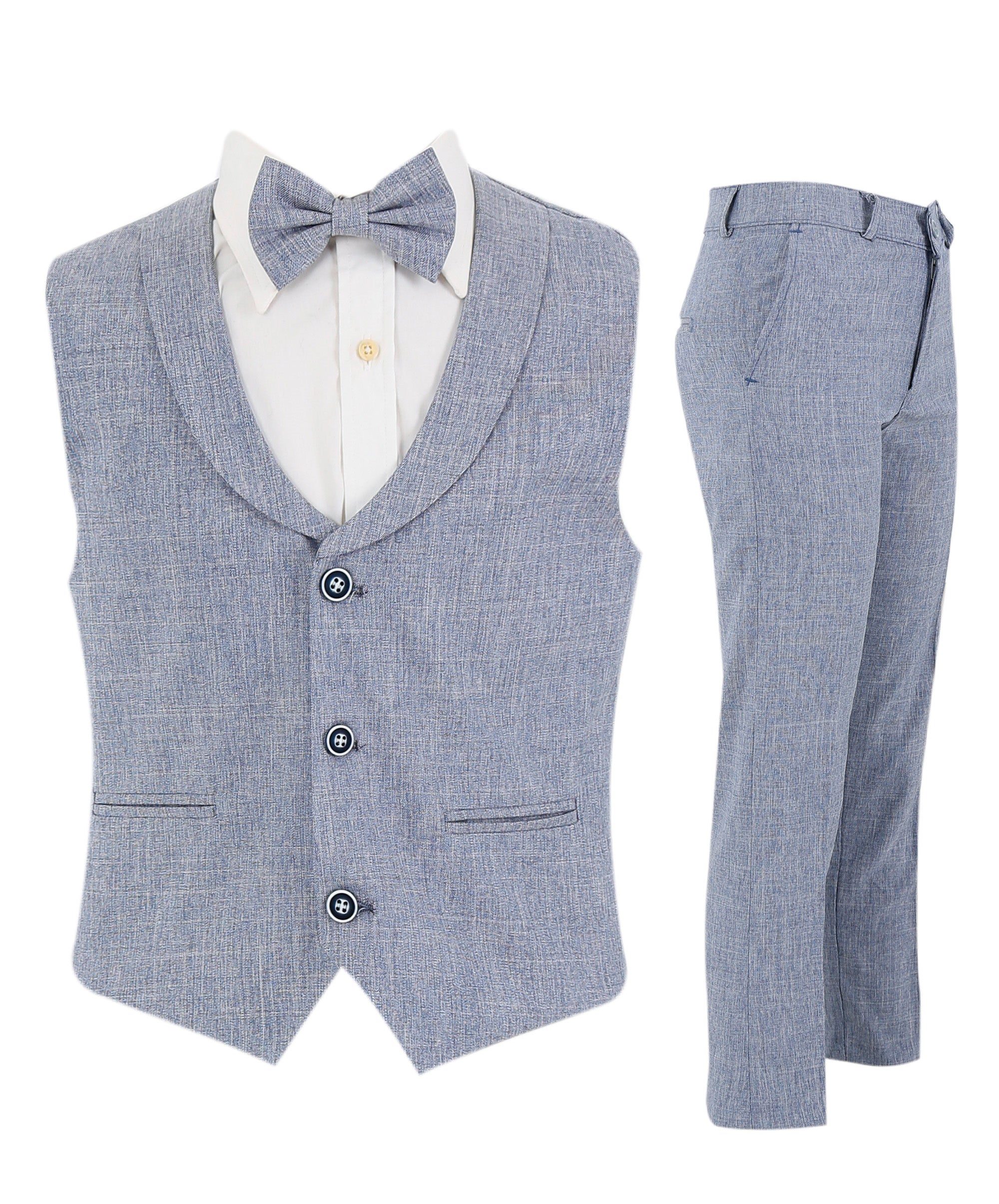Baby & Boys 4-Piece Cotton-Linen Waistcoat Suit Set  - Navy Blue