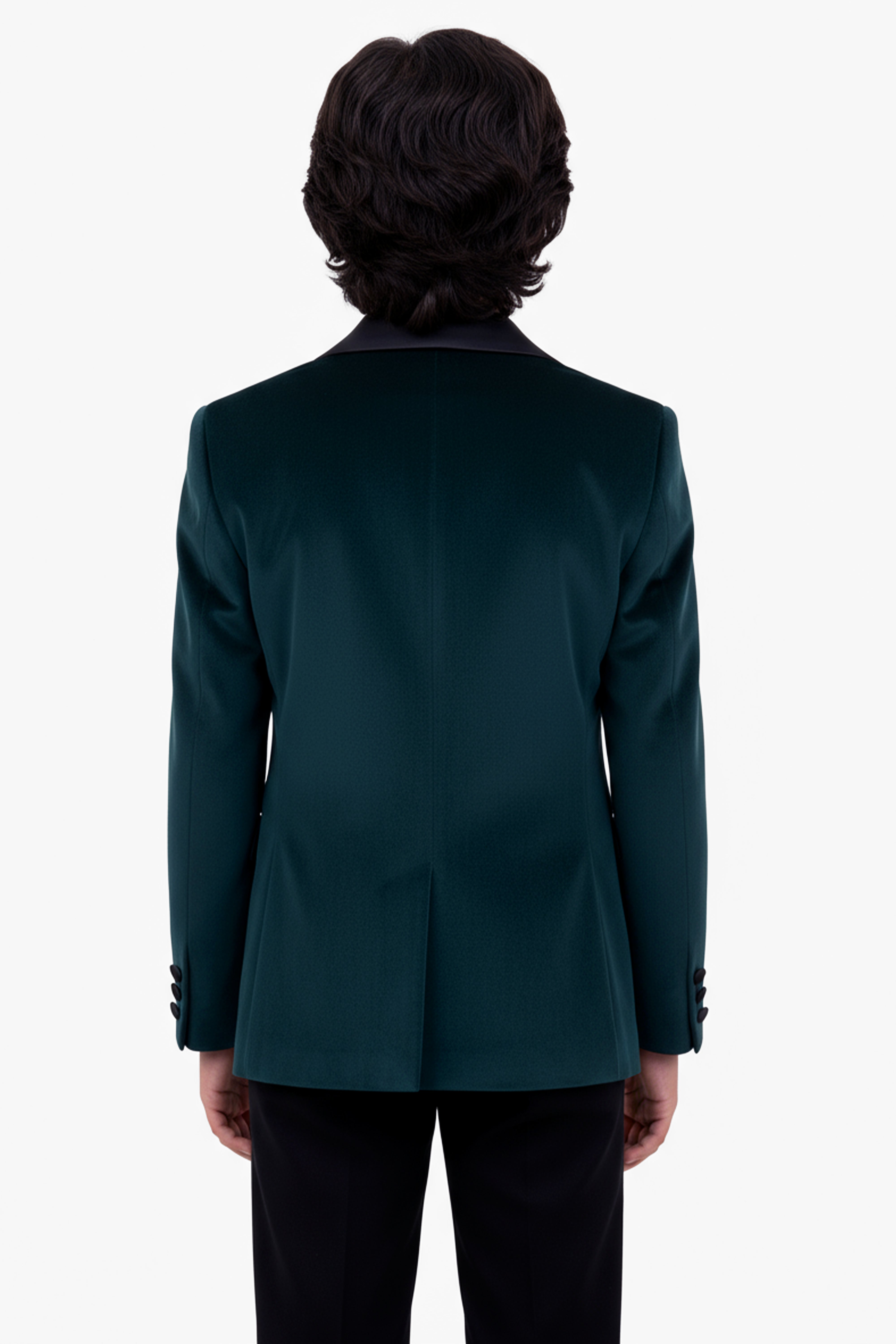 Boys Matt Velvet Tuxedo Blazer - Kingsman - Green Back picture