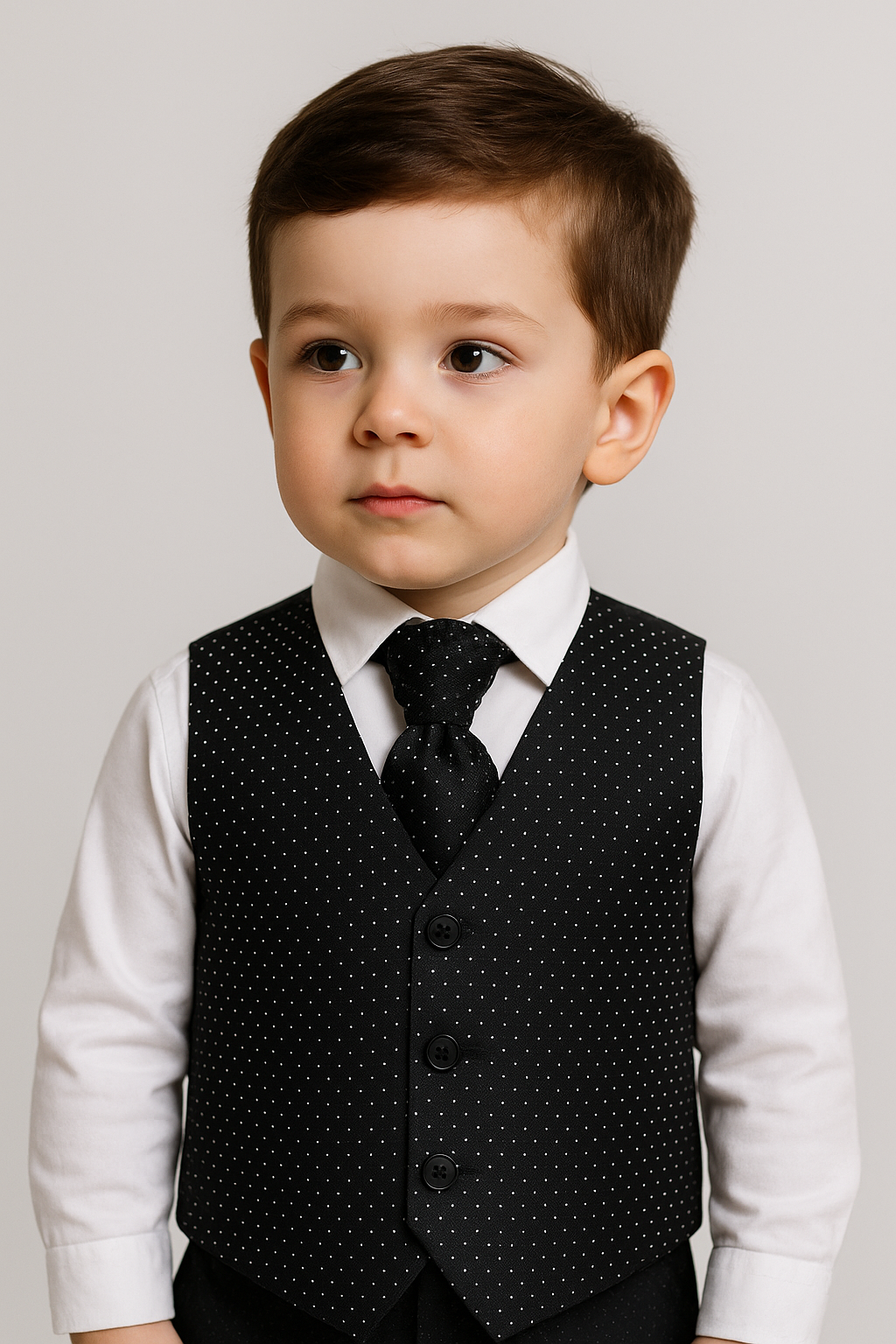 Boys & Men Waistcoat Cravat Hanky Set - Black