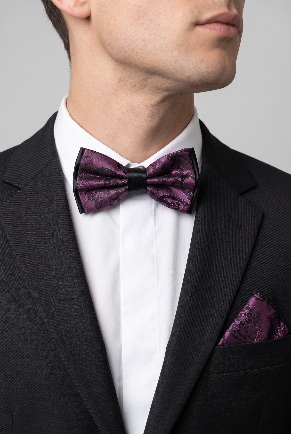 Boys & Men's Floral Paisley Bow Tie & Pocket Square Set –  Lavender