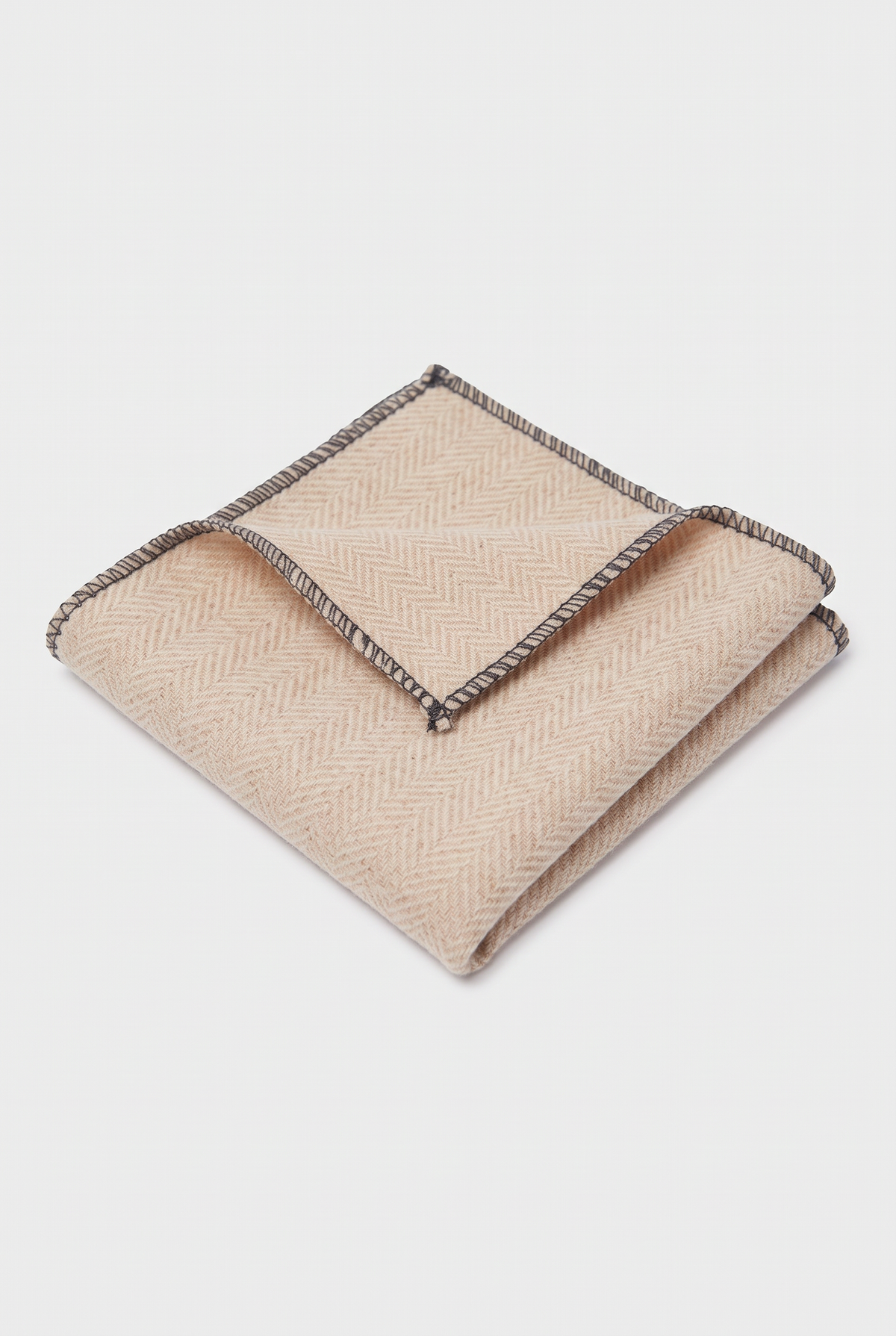 Boys & Men's Herringbone Tweed Pocket Handkerchief - Beige