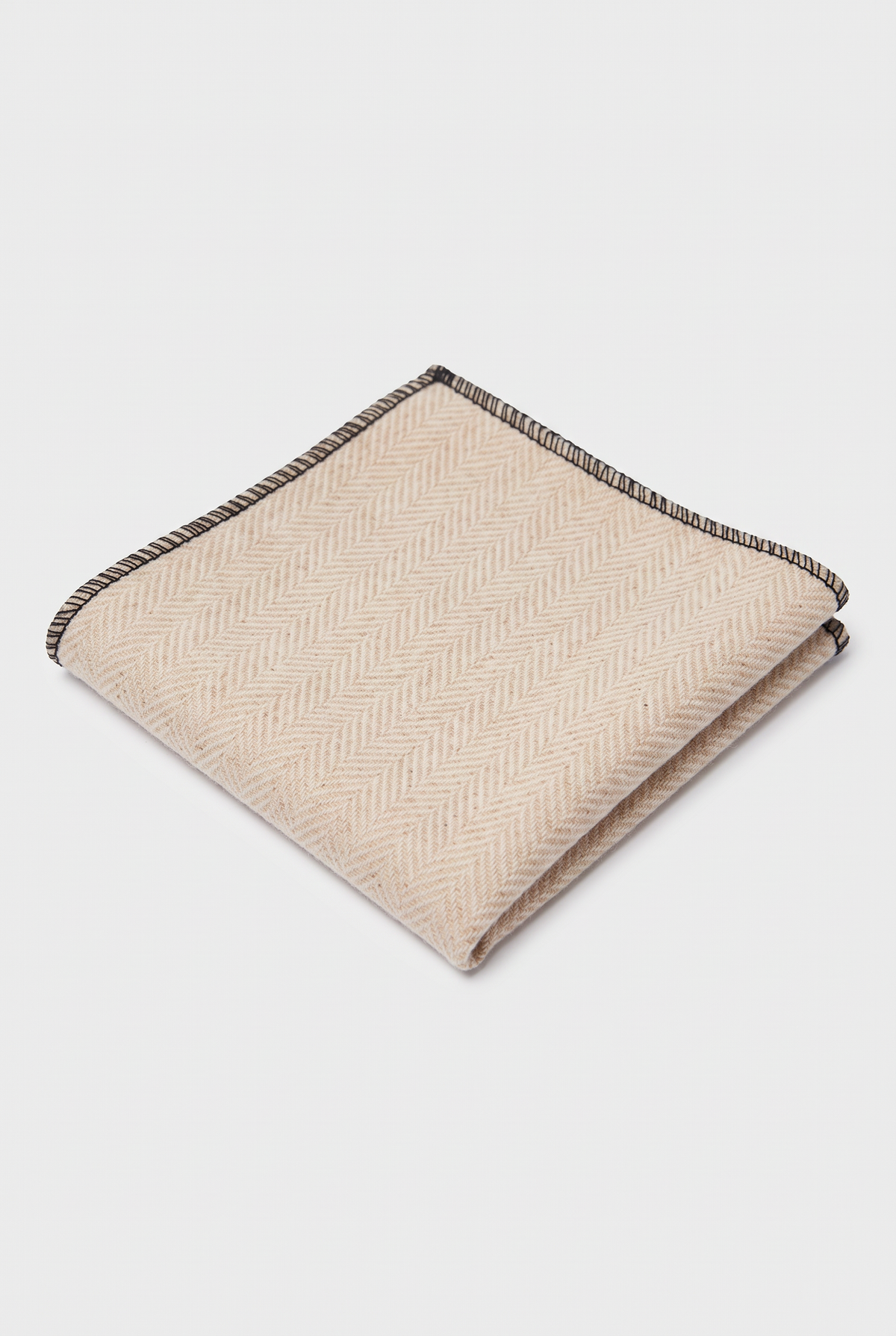 Boys & Men's Herringbone Tweed Pocket Handkerchief - Beige