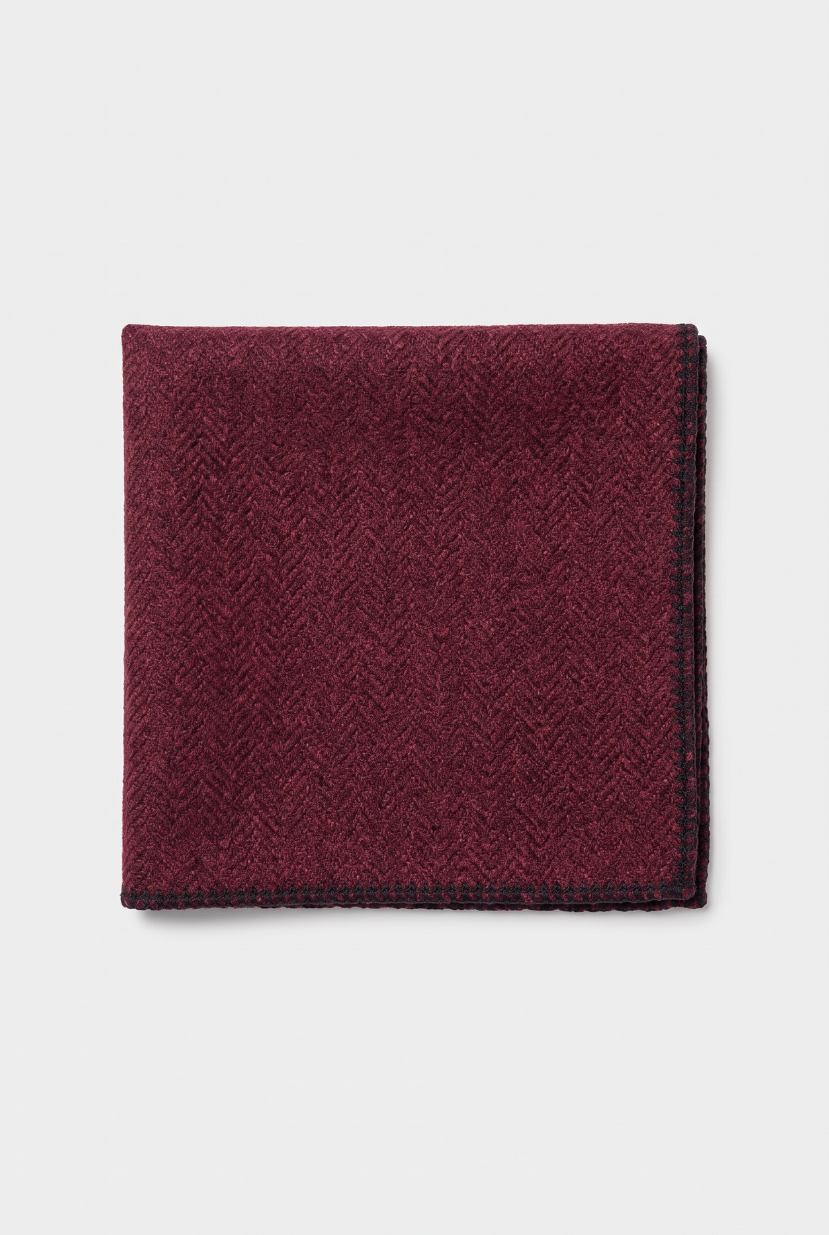 Boys & Men's Herringbone Tweed Pocket Handkerchief - Burgundy