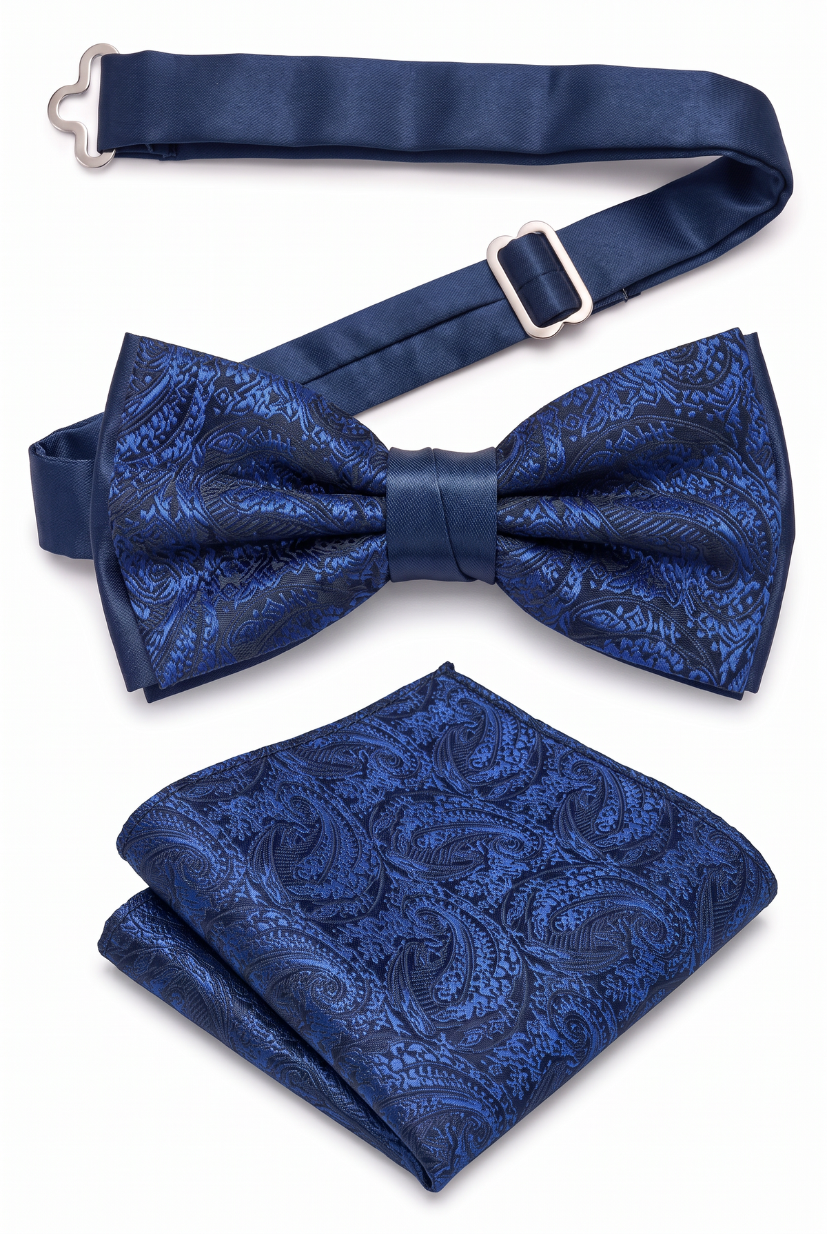 Boys & Men's Paisley Bow Tie and Hanky Set - Navy