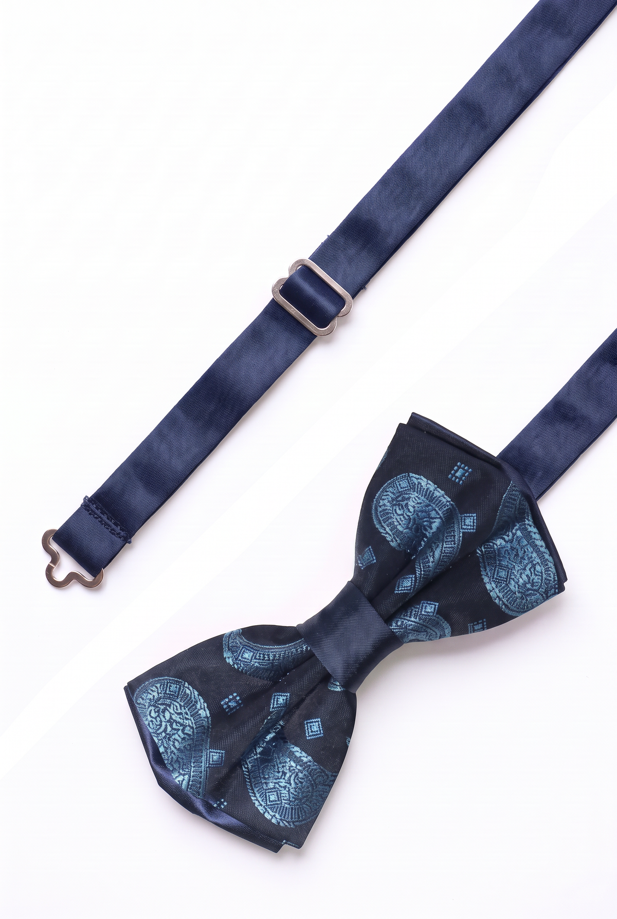 Boys & Men's Paisley Bow Tie or Bow Tie & Pocket Square Set - Navy  and Blue