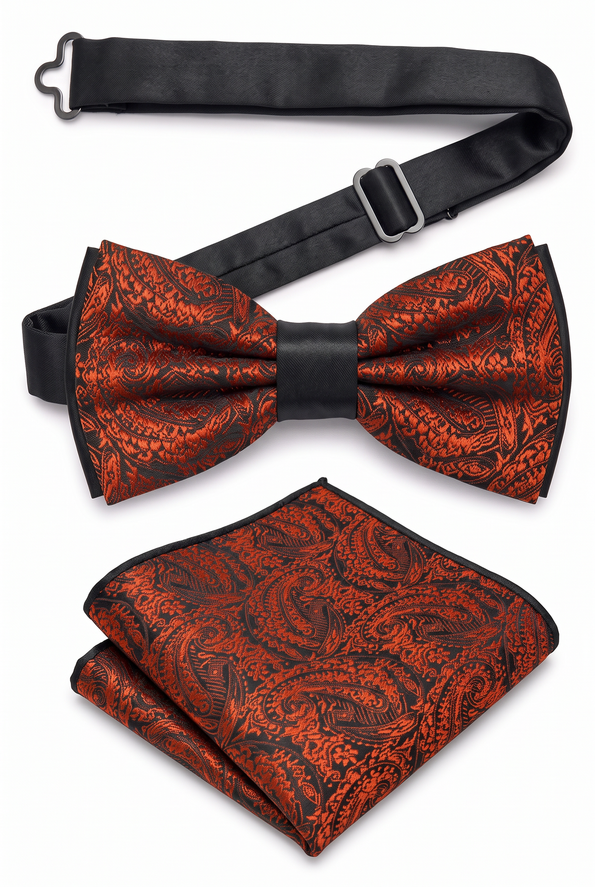 Boys & Men's Paisley Bow Tie and Hanky Set - Red