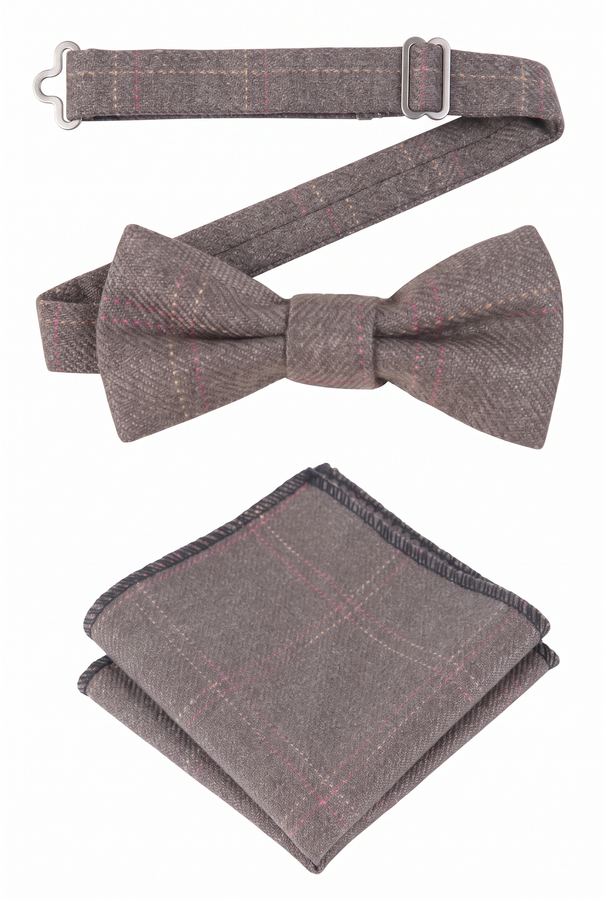 Boys & Men's Tweed Check Bow Tie Set - Tan Brown