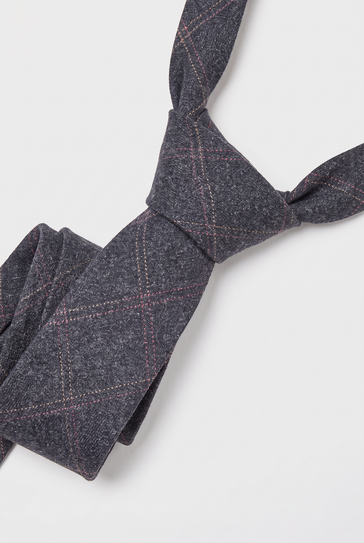 Boys & Men's Tweed Check Slim Tie Set - Charcoal Grey