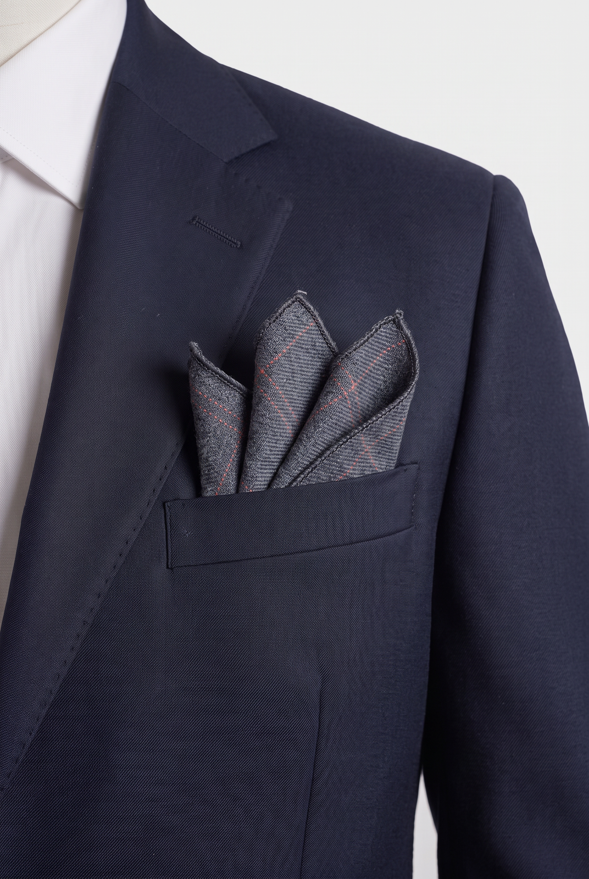 Boys & Men's Check Tweed Pocket Handkerchief - Charcoal Grey
