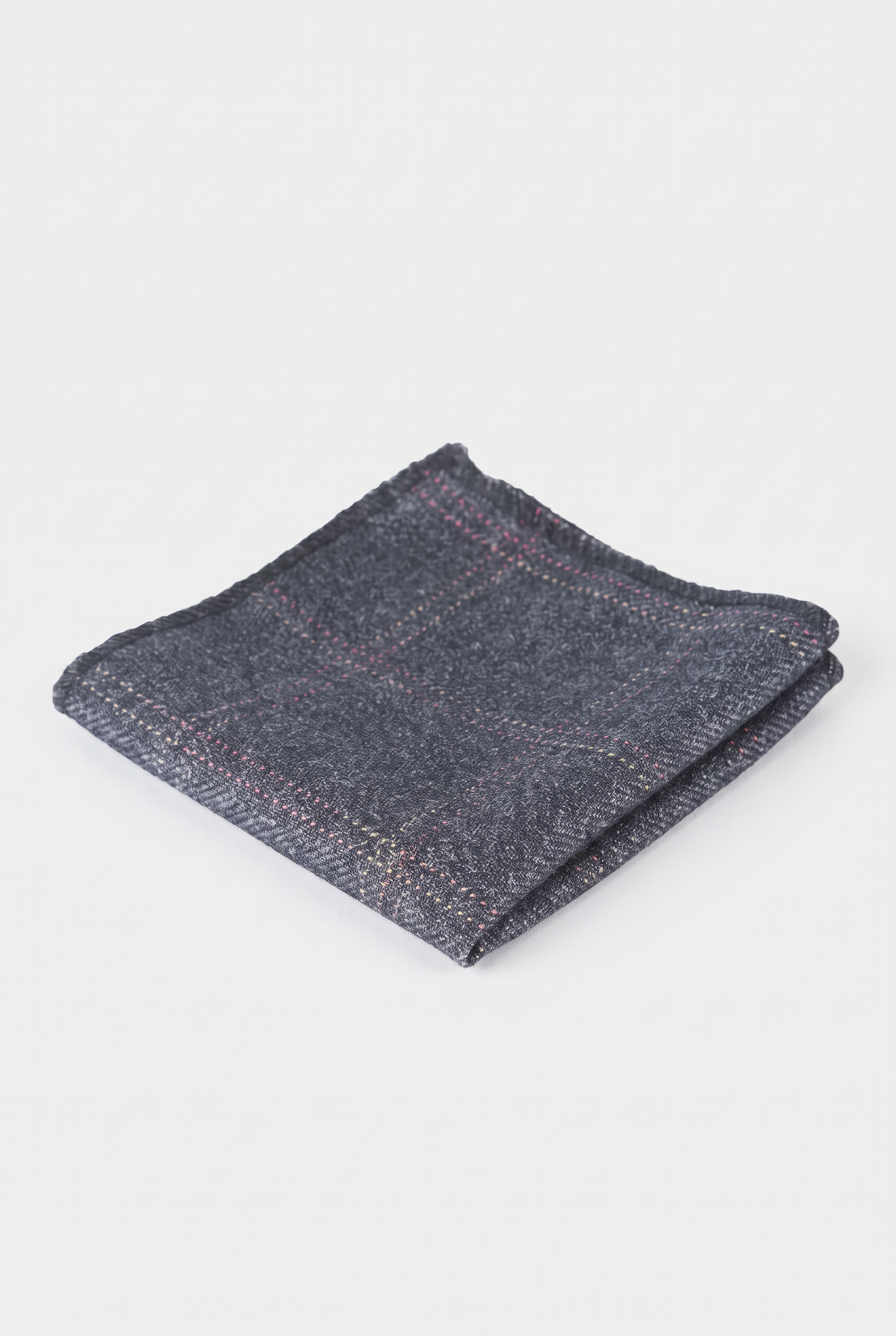 Boys & Men's Check Tweed Pocket Handkerchief - Charcoal Grey