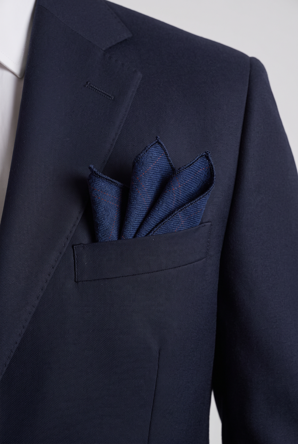 Boys & Men's Check Tweed Pocket Handkerchief - Navy Blue