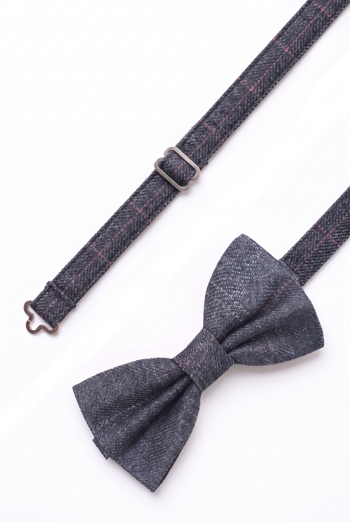 Boys & Men's Tweed Check Bow Tie Set - Charcoal Grey