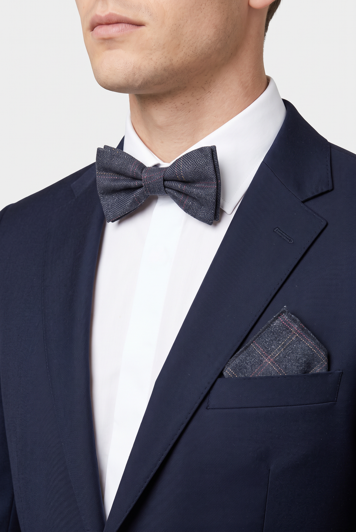 Boys & Men's Tweed Check Bow Tie Set - Charcoal Grey