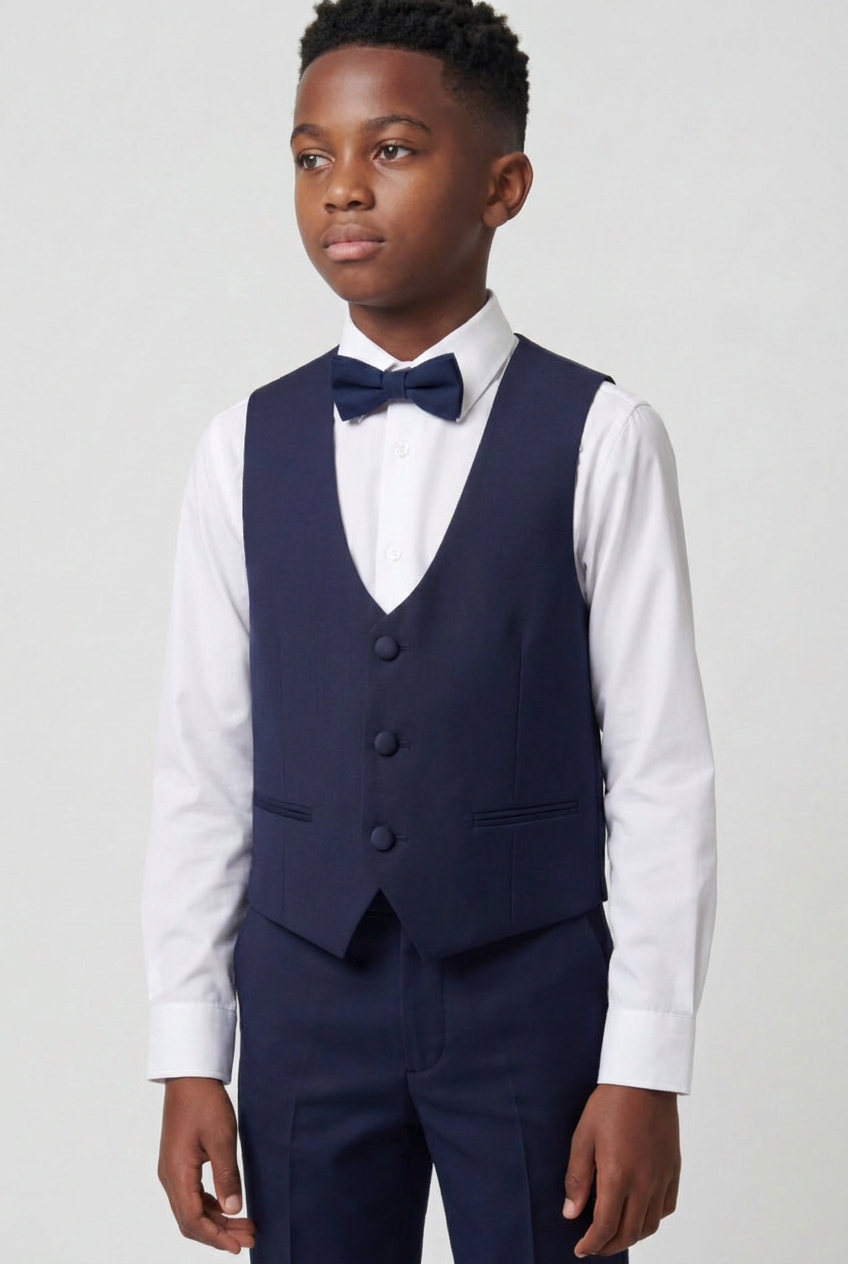 Boys' Navy Tuxedo Suit with Cufflink Shirt