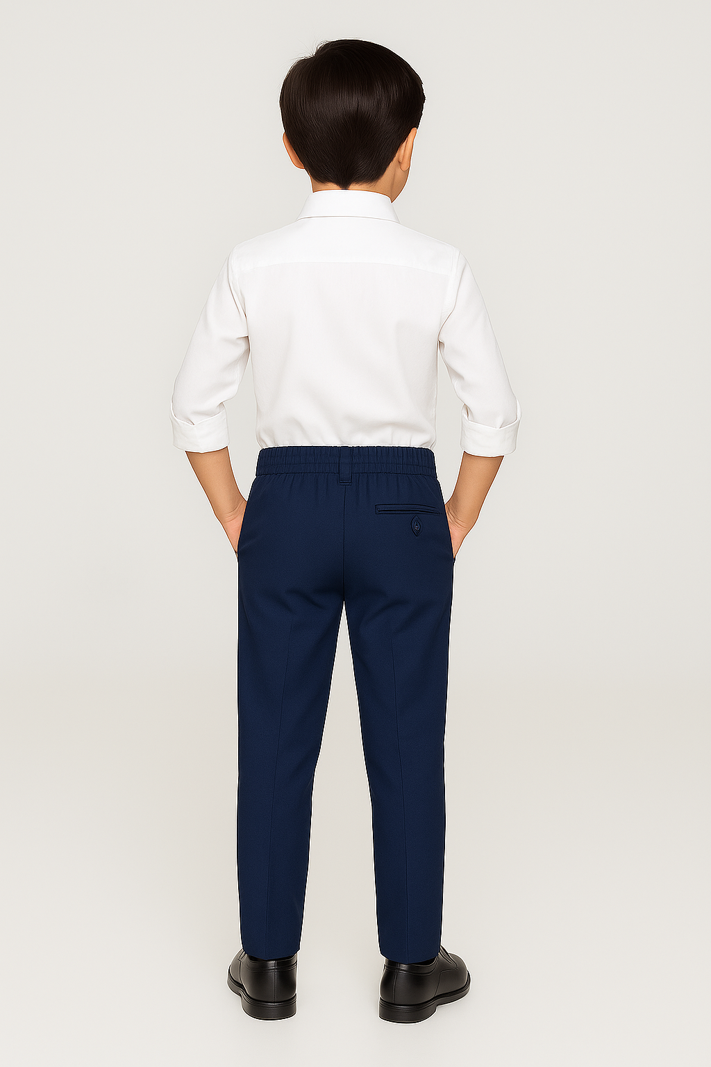 Boys Navy Blue Formal Trousers - Navy Blue Back Picture
