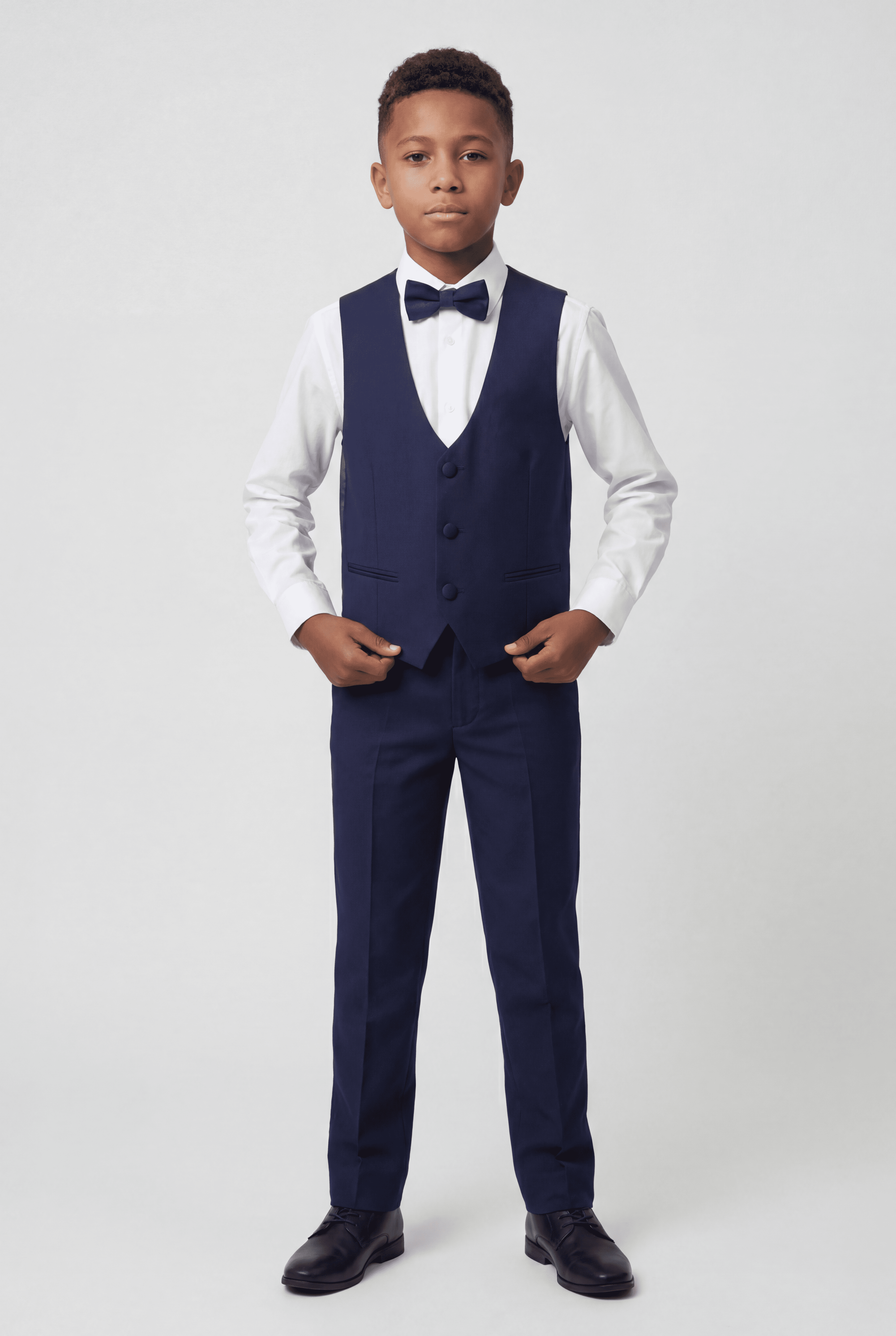 Boys' Navy Tuxedo Suit with Cufflink Shirt