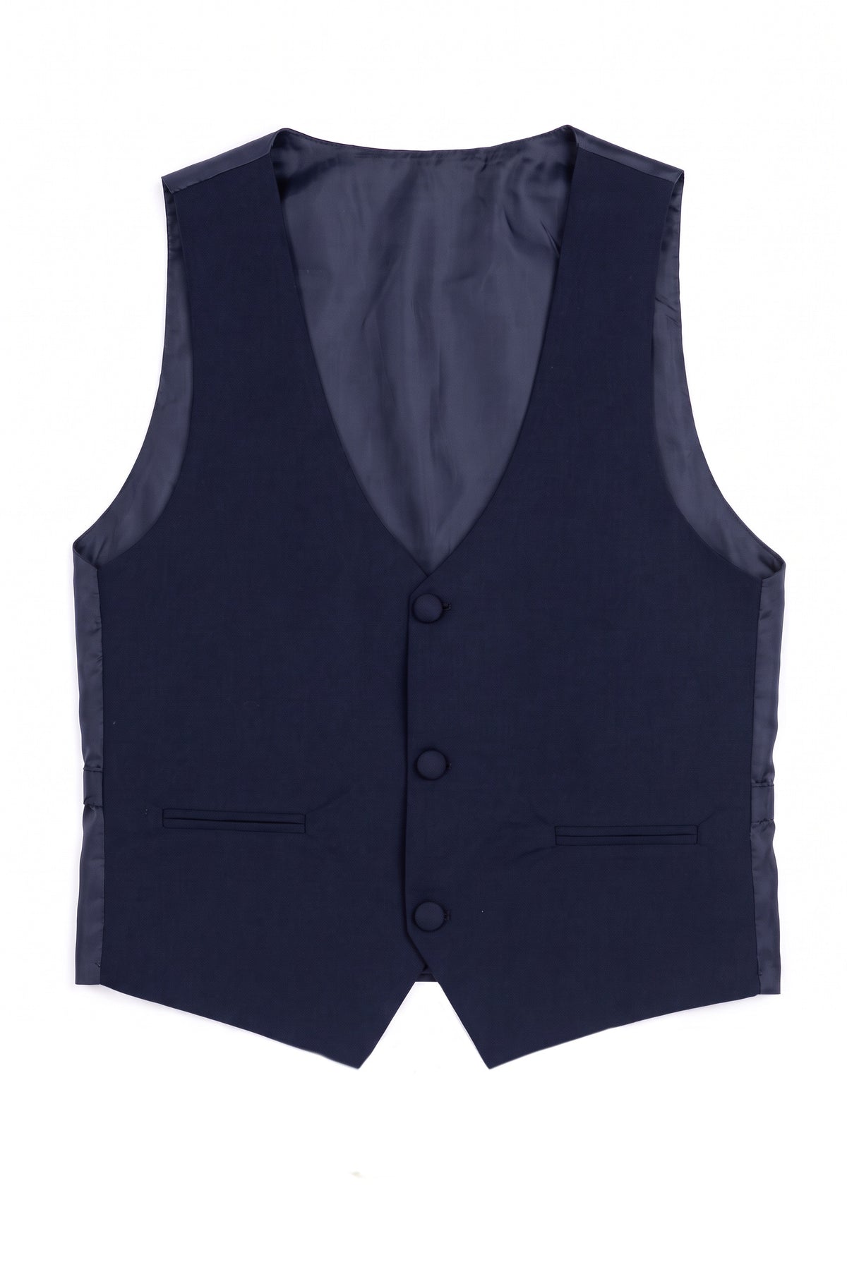 Boys Navy Satin Lapel Tuxedo Suit - 4-Piece or 5-Piece with Cufflink Shirt