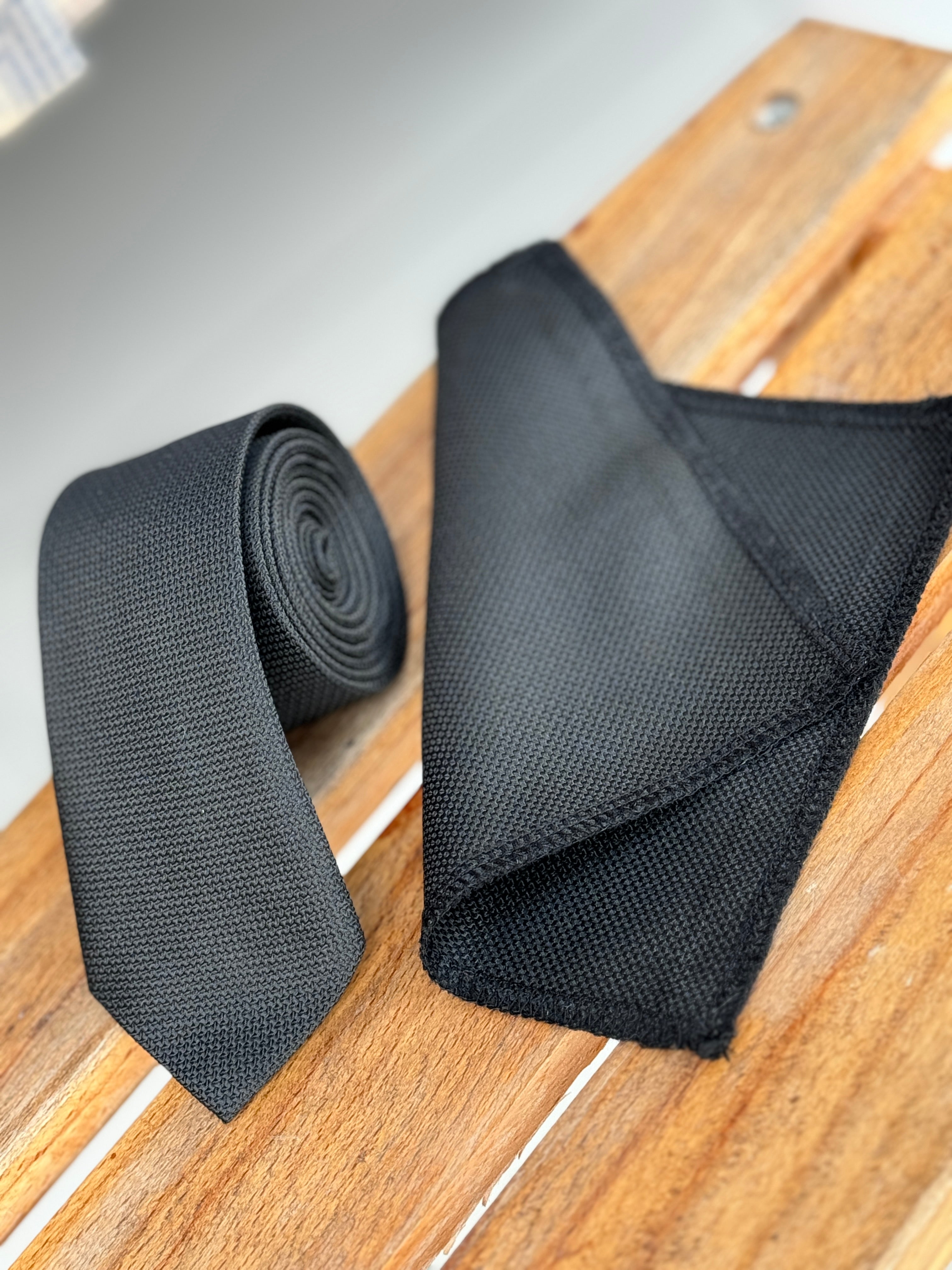 Boys' Oxford Weave Slim Tie Formal Neckwear- Black