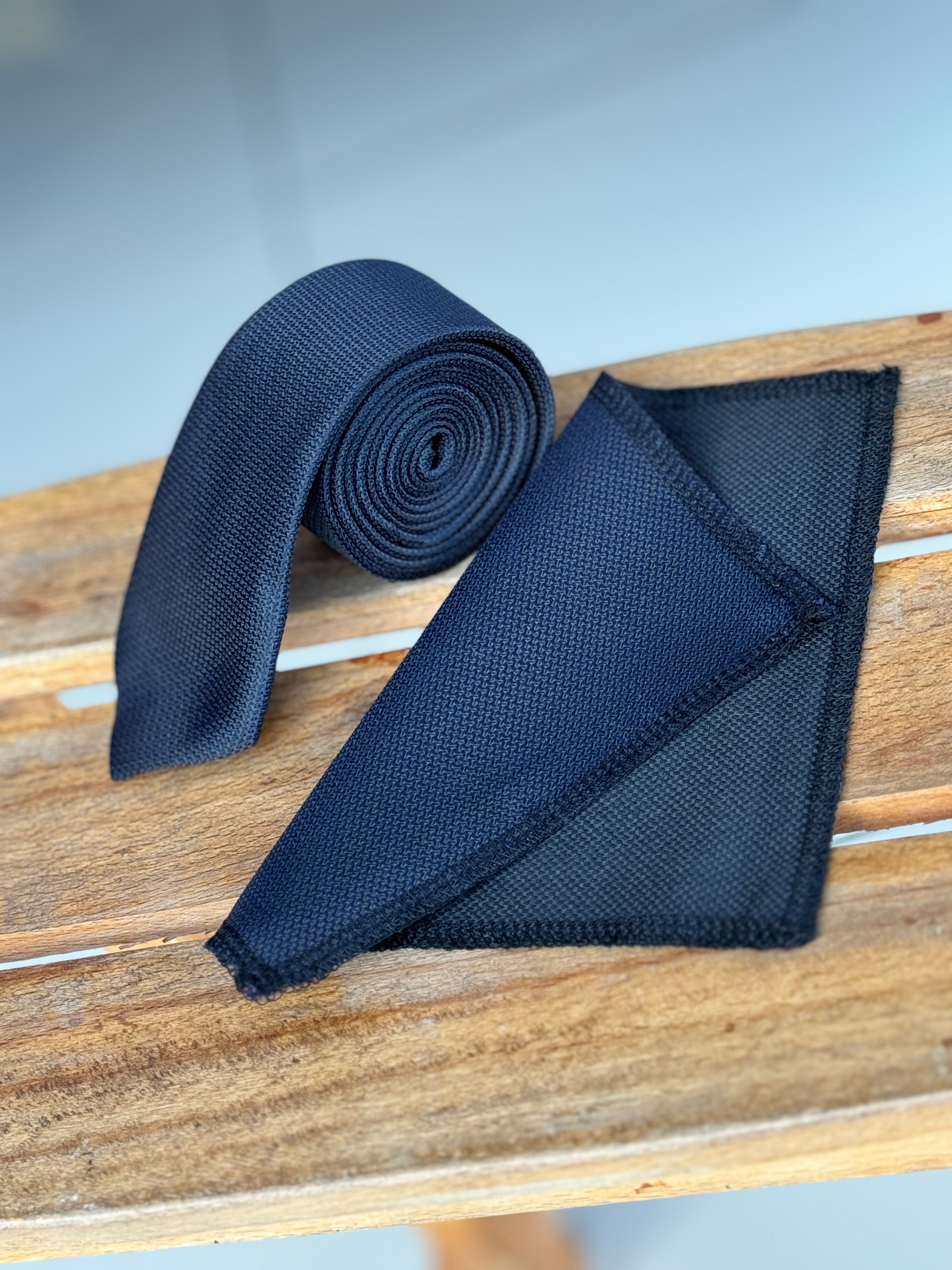 Boys' Oxford Weave Slim Tie Formal Neckwear- Navy Blue