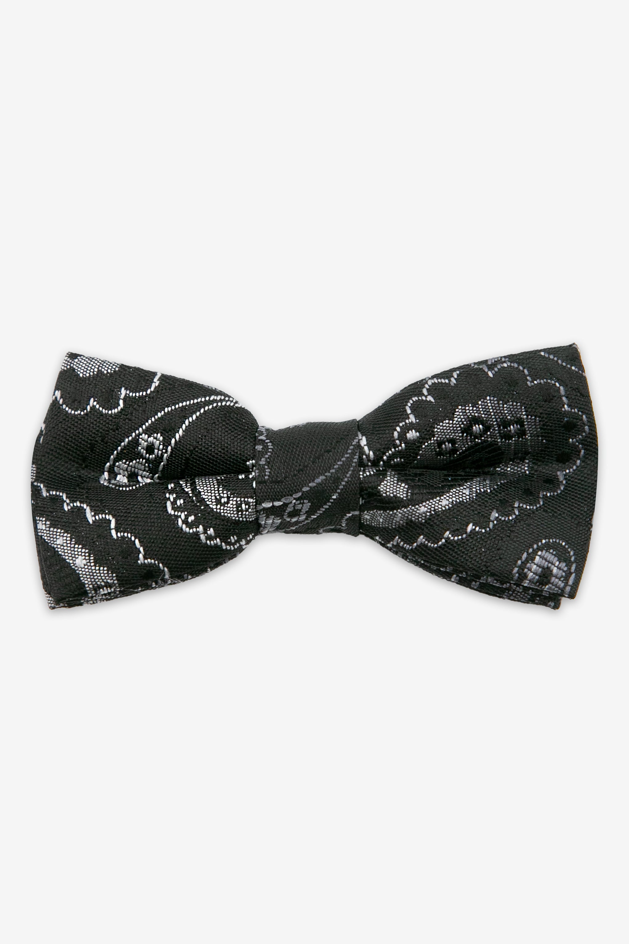 Boys’ Paisley Pre-Tied Dickie Bow Tie - Black and Silver