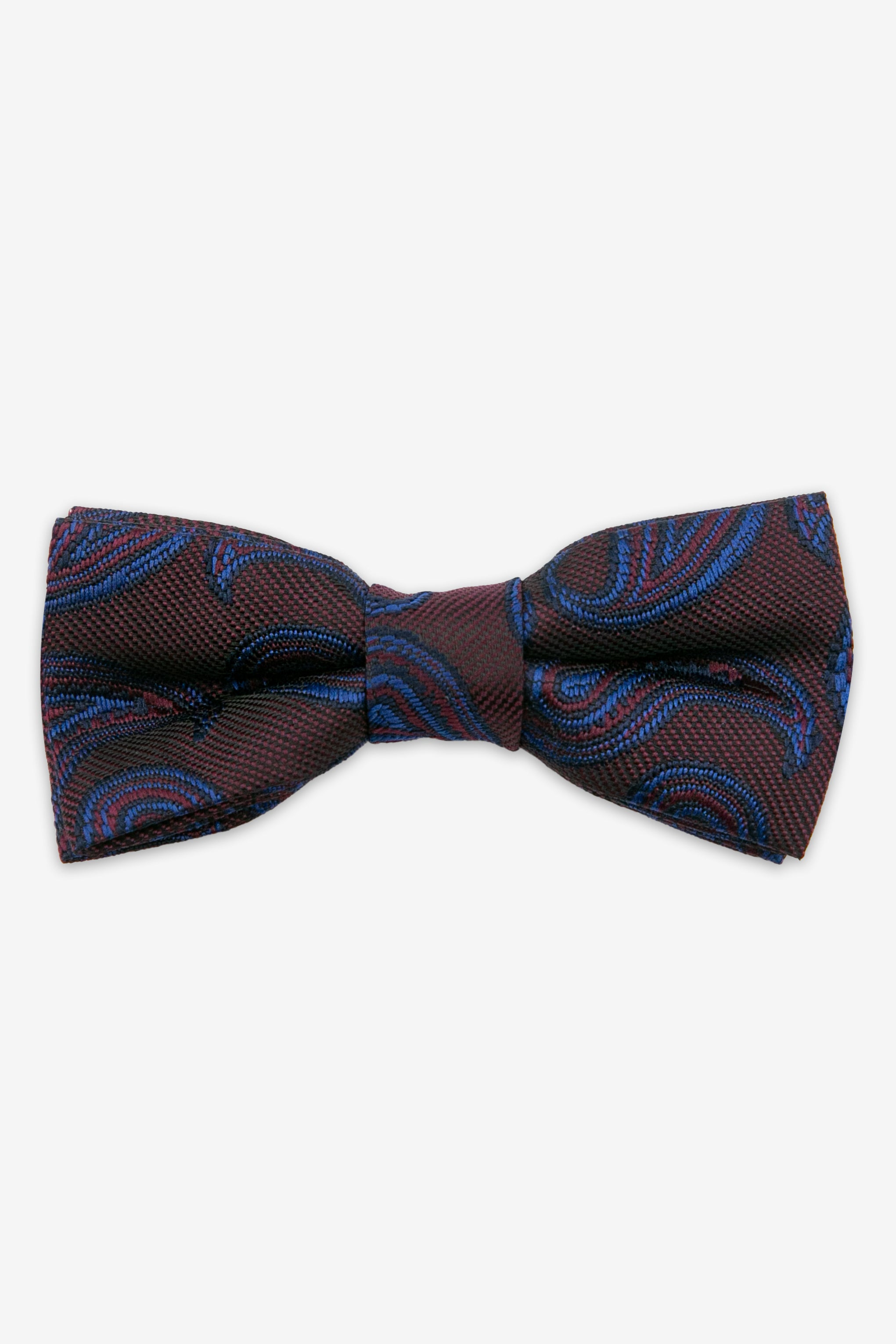 Boys’ Paisley Pre-Tied Dickie Bow Tie - Burgundy and Navy