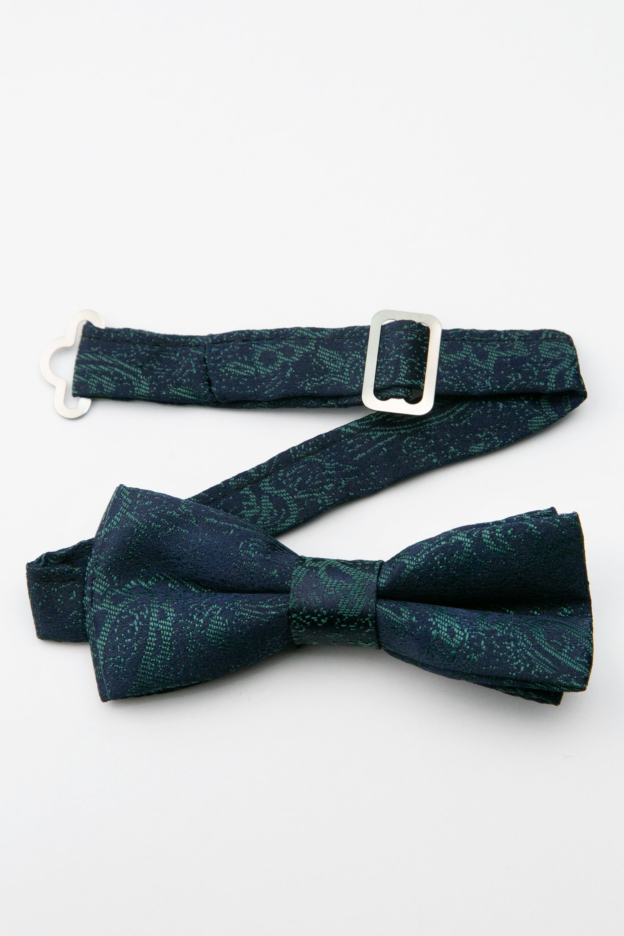 Boys’ Paisley Pre-Tied Dickie Bow Tie - Emerald Green Detail Picture