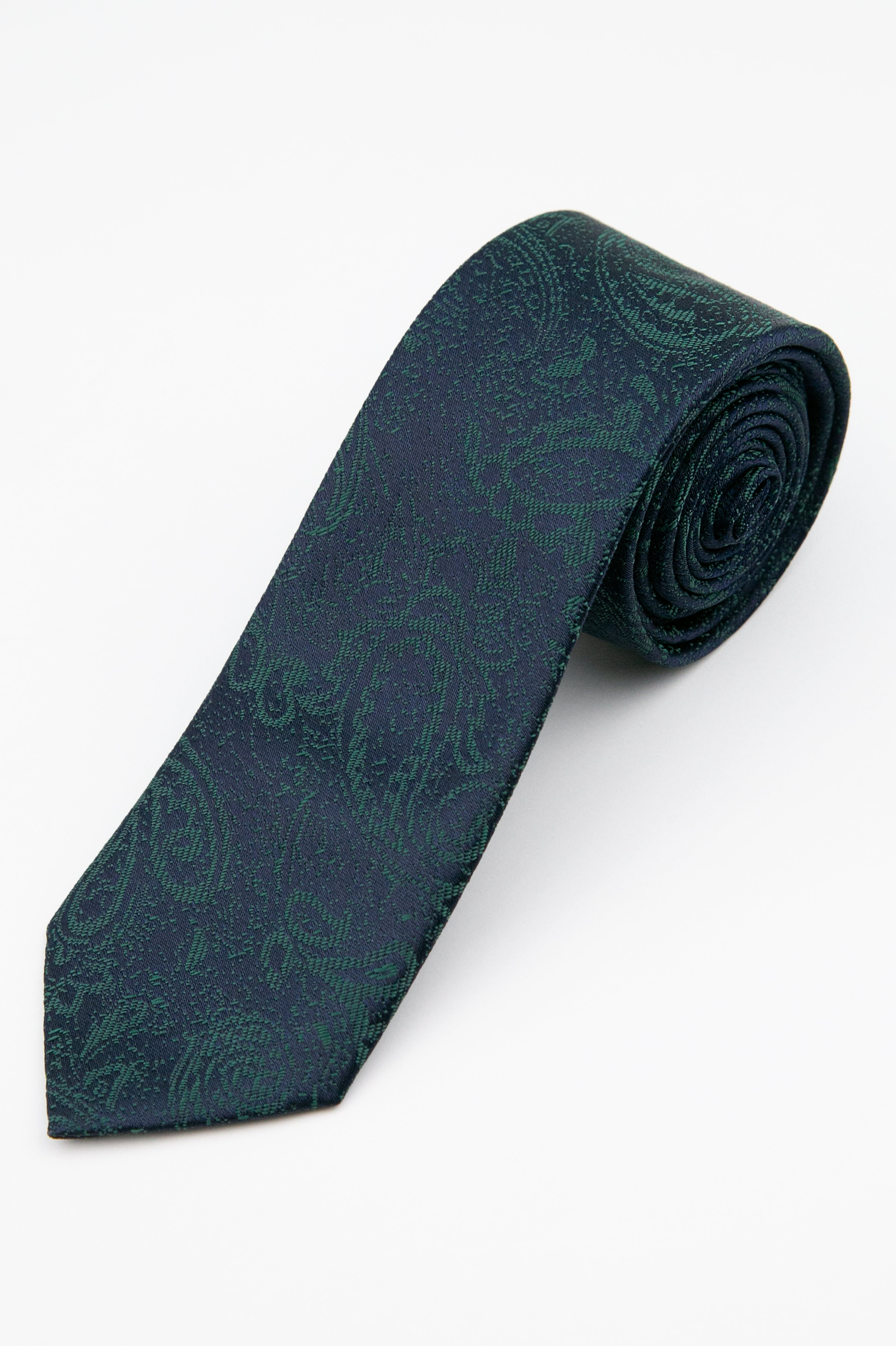 Boys’ Paisley Slim Tie & Pocket Square Set - Emerald Green Tie Picture