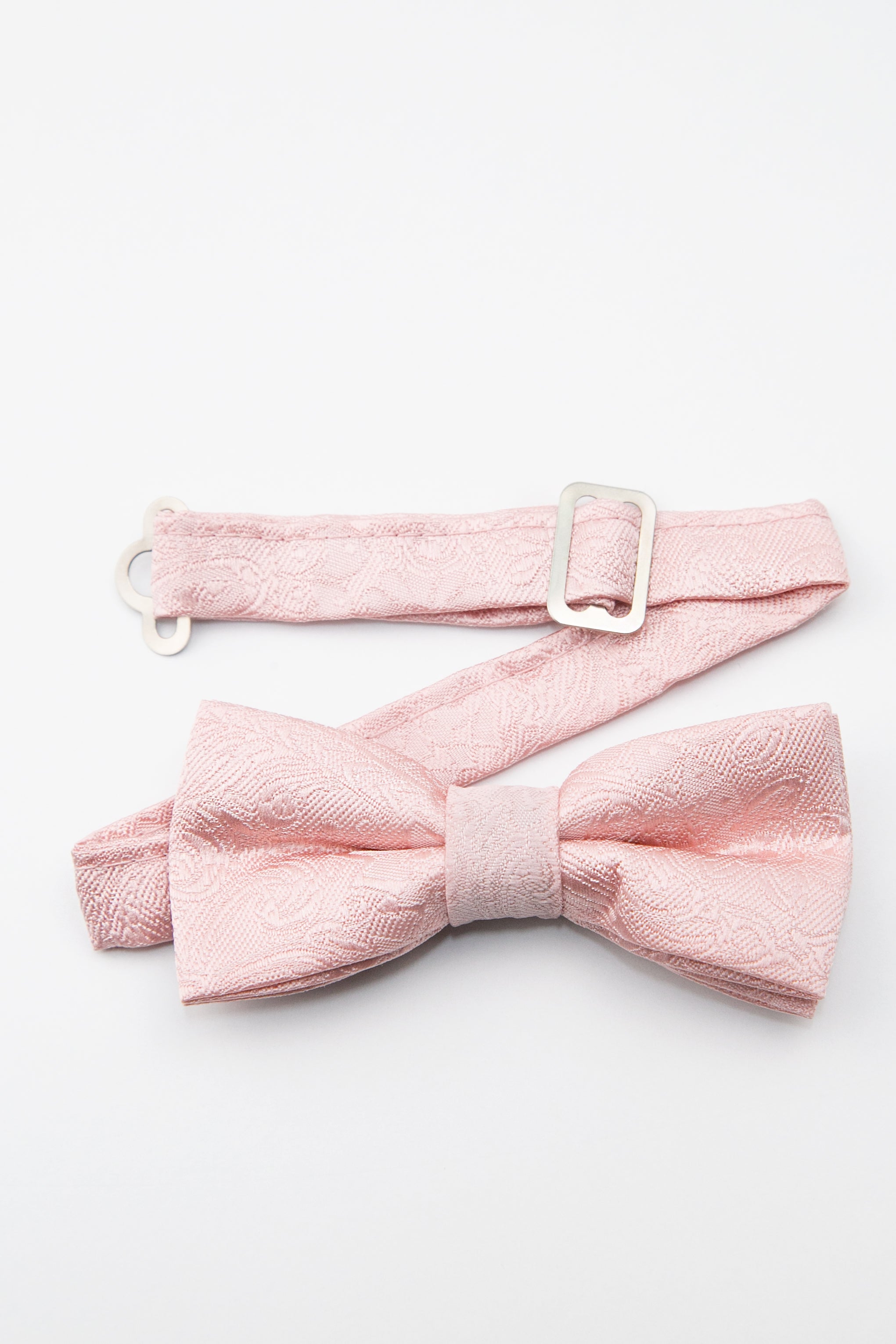 Boys’ Pastel Paisley Pre-Tied Dickie Bow Tie  - Blush Pink Detail 