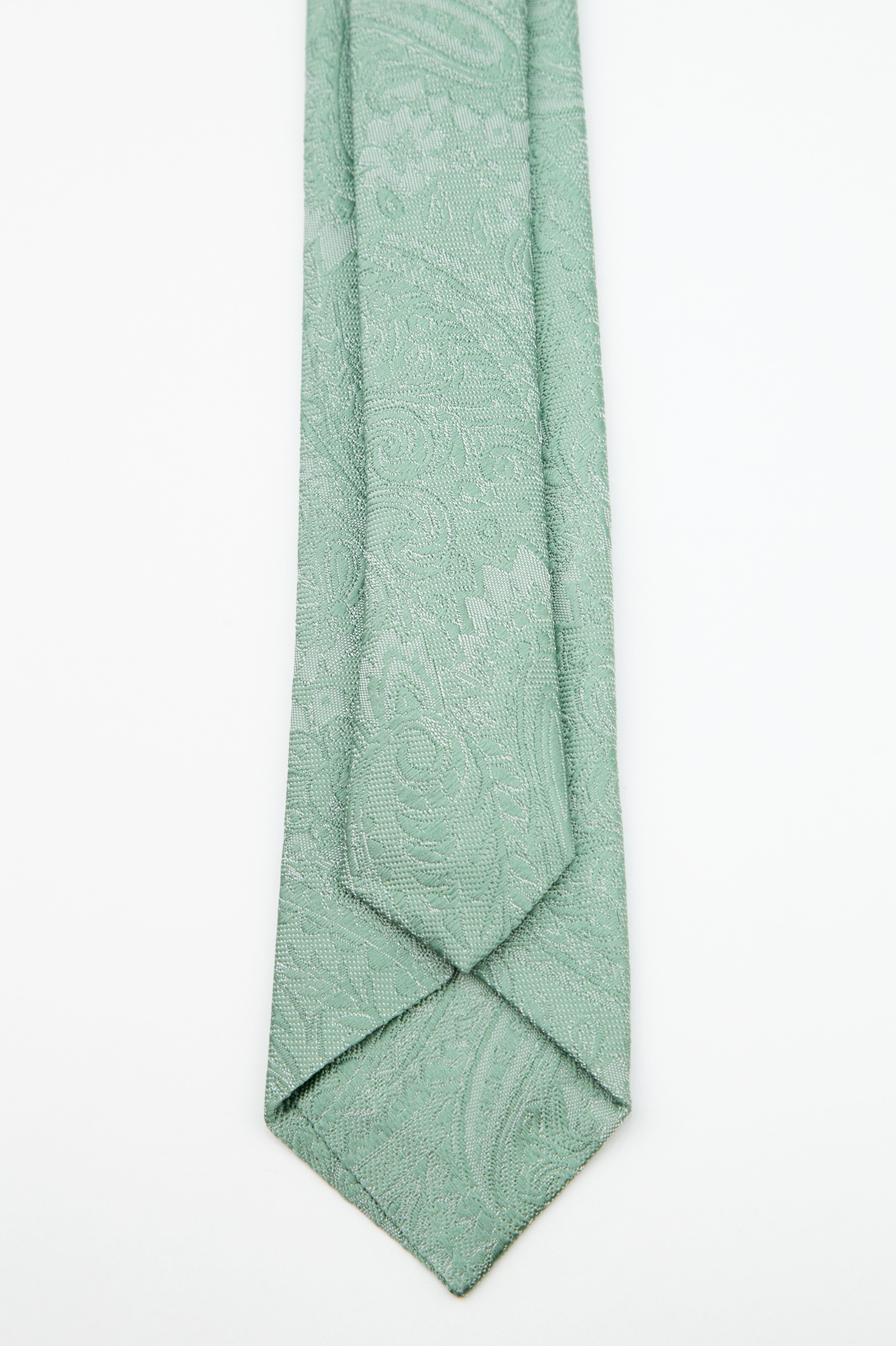 Boys’ Pastel Paisley Slim Tie & Pocket Square Set - Green Back Picture