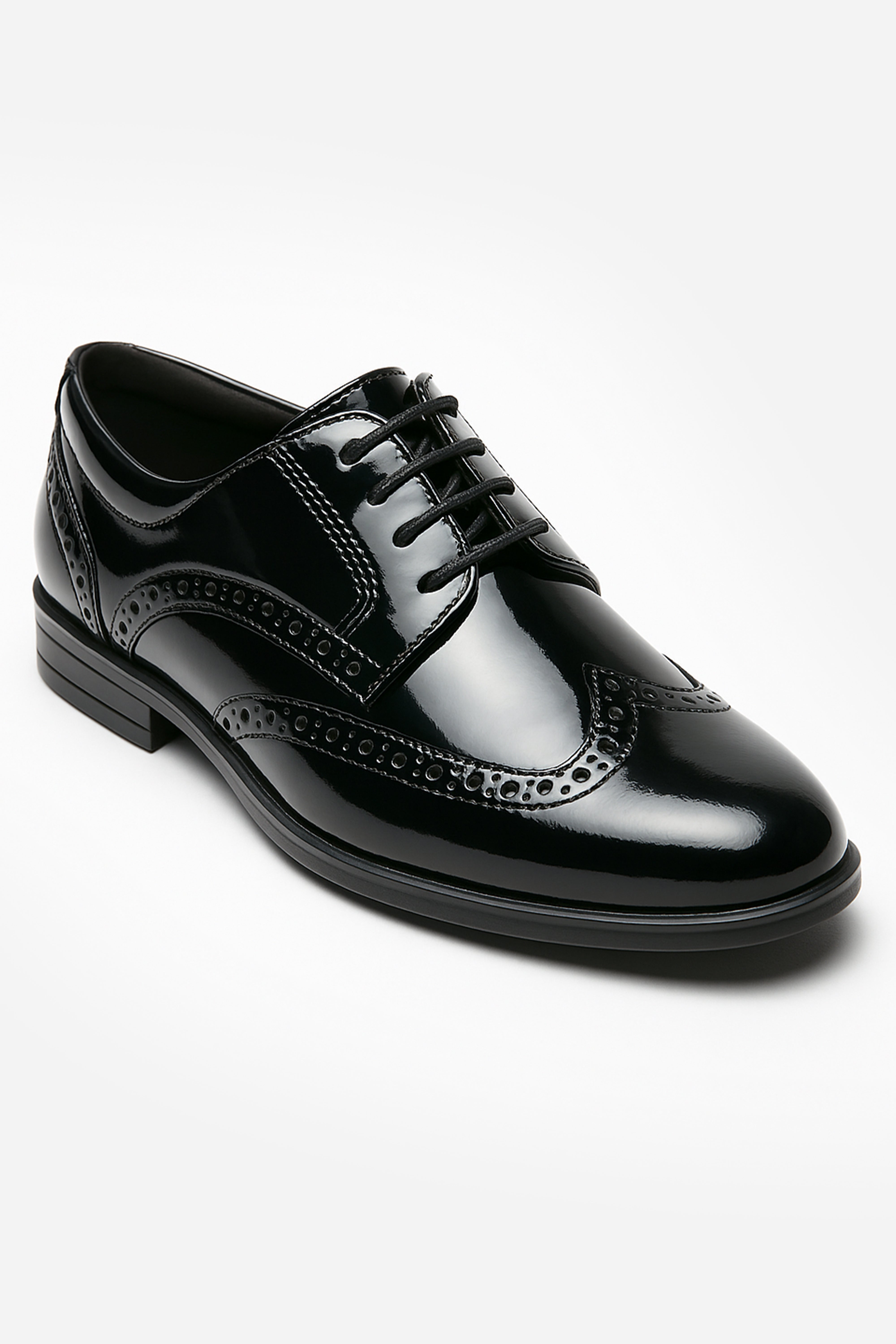 Boys’ Patent Derby Brogue Lace-Up Dress Shoes - Black Side Picture