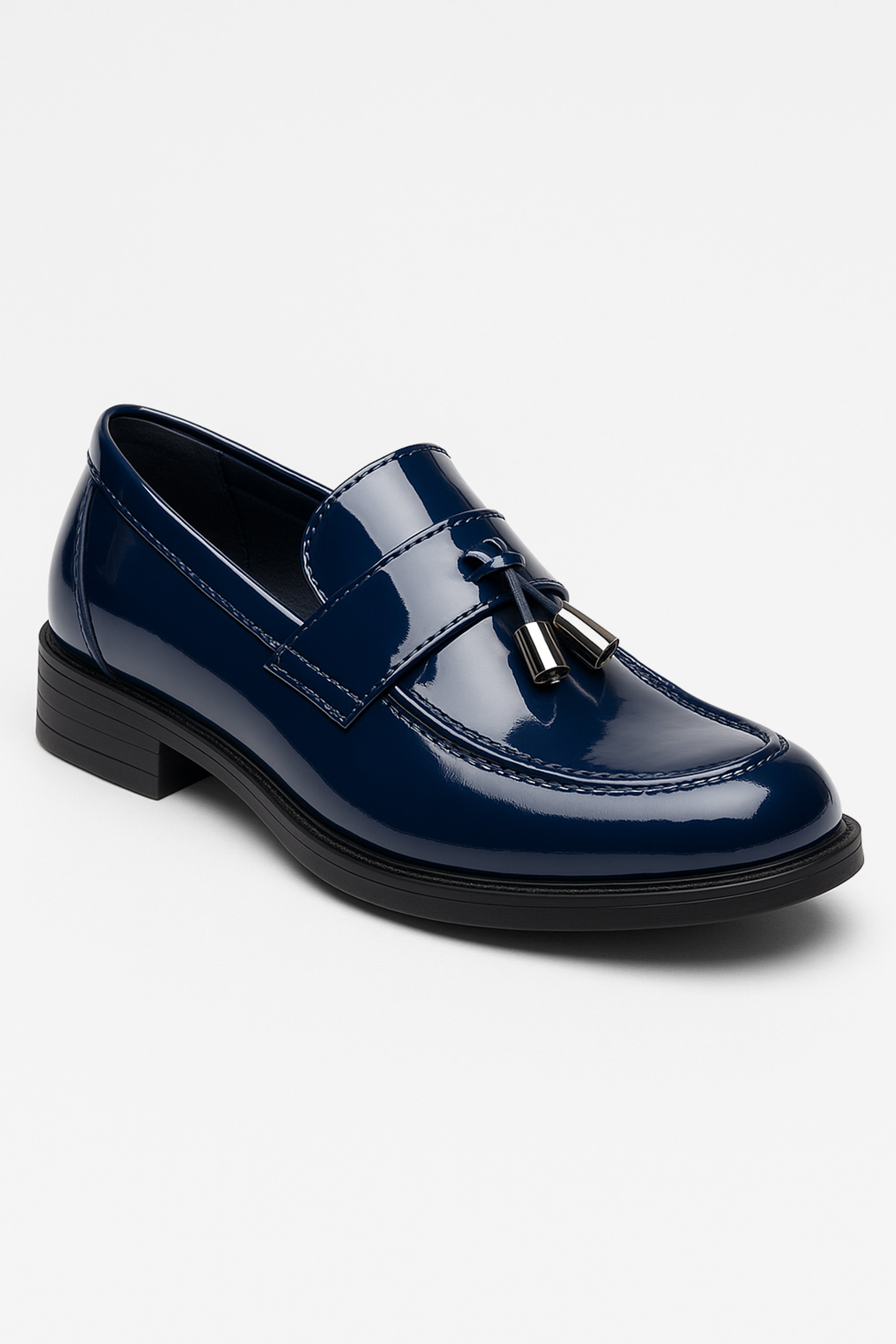 Boys’ Patent Slip On Tassel Loafer Shoes - Montana - Navy Blue Side Picture