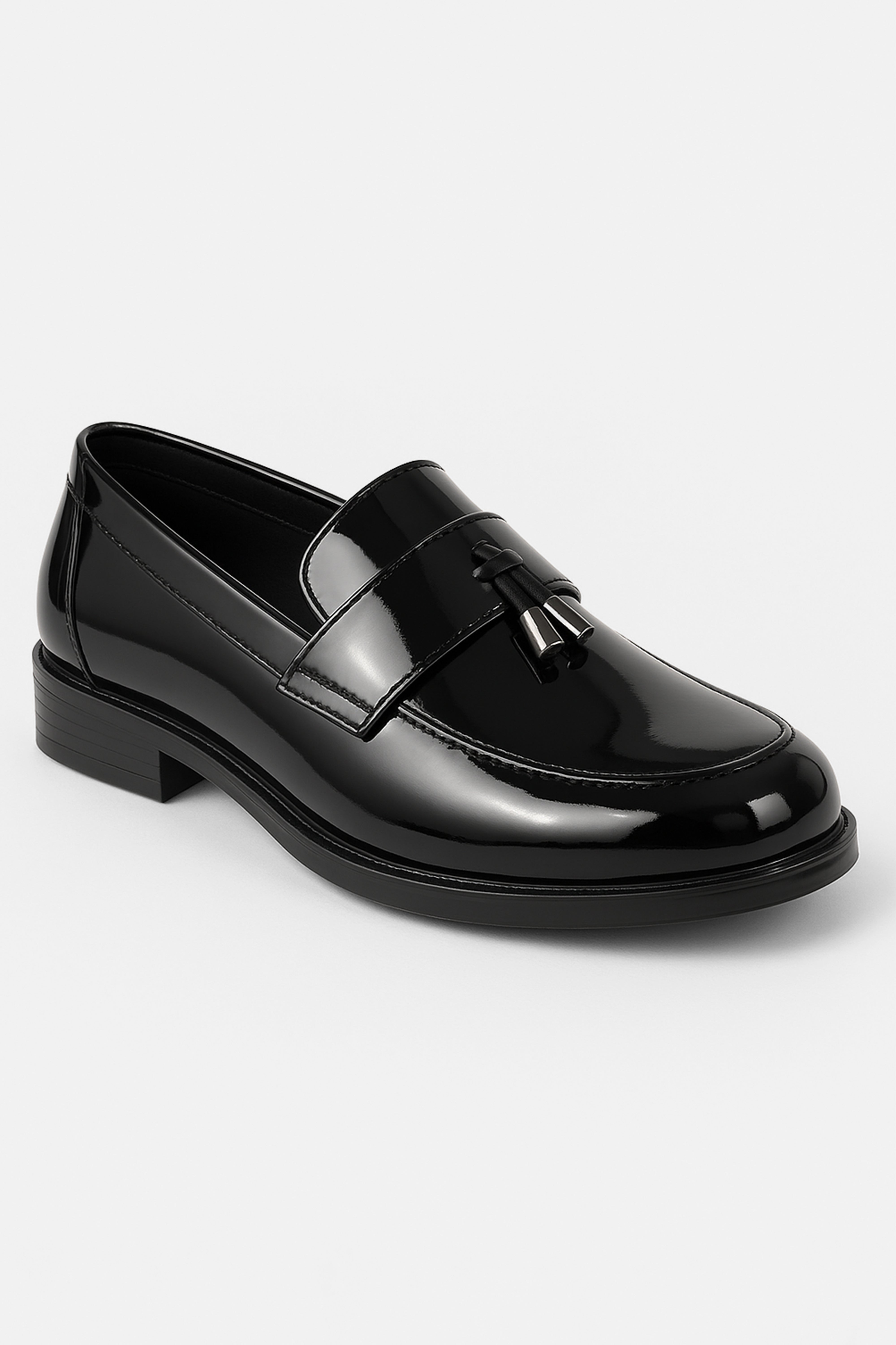 Boys’ Patent Slip On Tassel Loafer Shoes - Portland - Black Side Picture