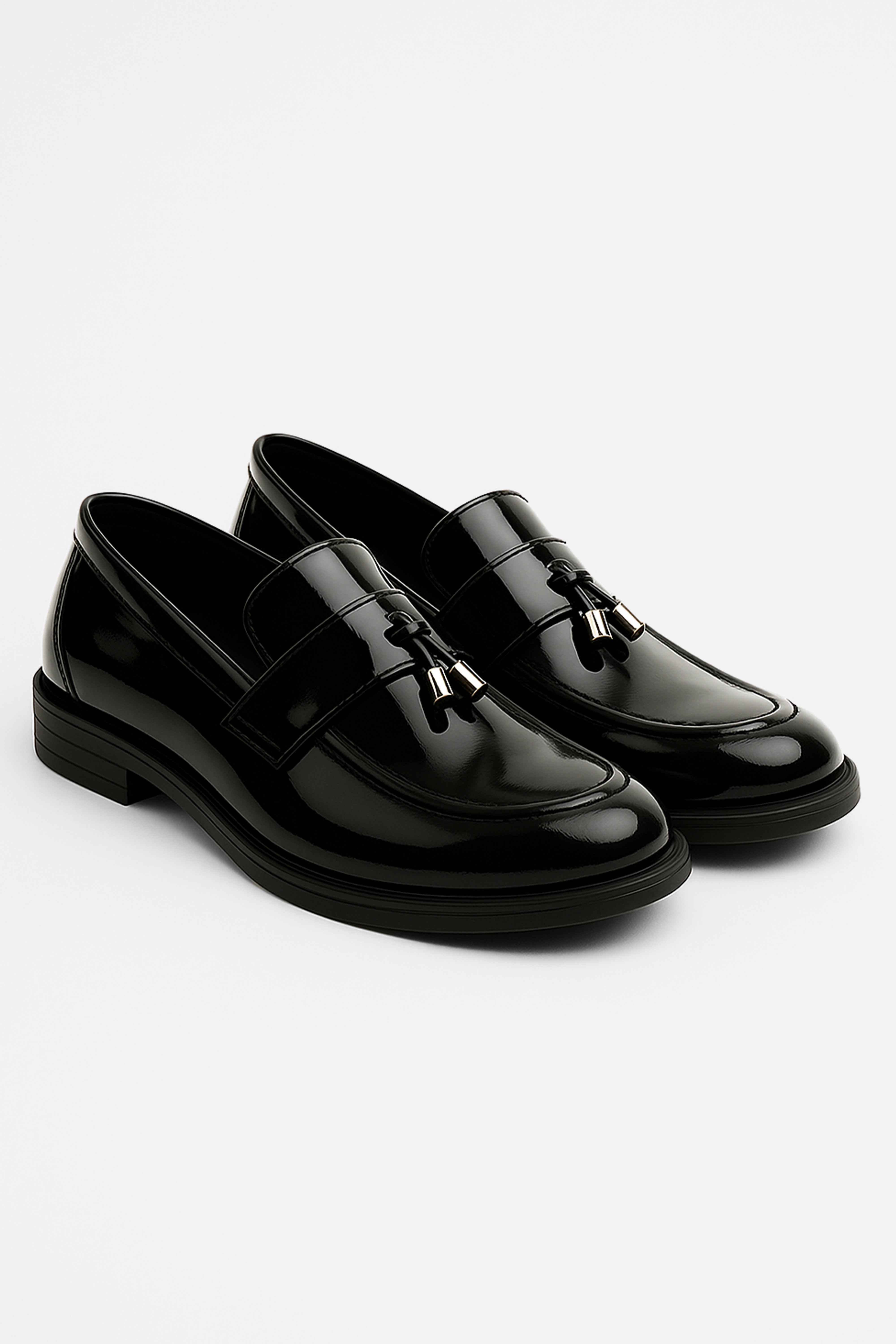 Boys’ Patent Slip On Tassel Loafer Shoes - Portland - Black Side Picture
