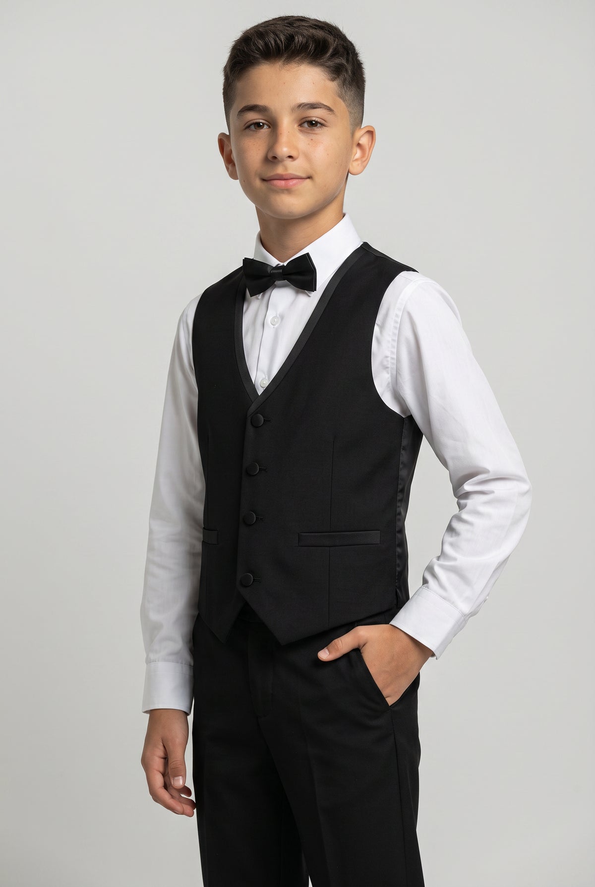 Boys Peak Lapel Tuxedo Dinner Suit - HARRY Black - Black